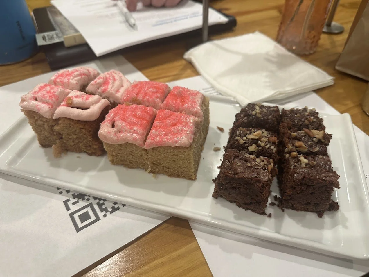 Brownies and strawberry cake at our Vegan Volunteer Orientation at Bombay Food Junkies in Creve Coeur, Missouri.jpg