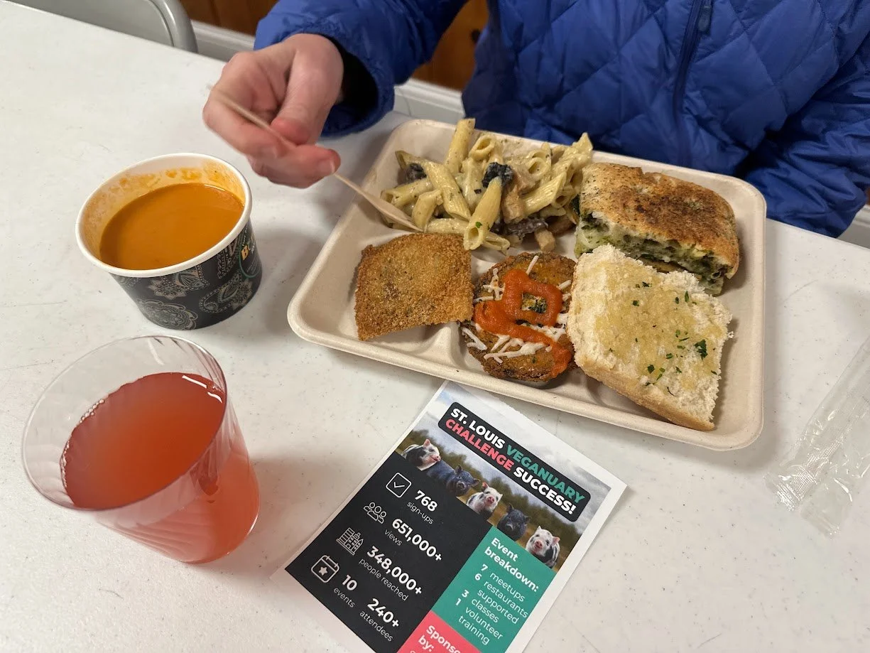 Jenna Luzynski with her vegan Italian food at our Plant Italia Dinner at American Legion Post 111 in Shrewsbury, Missouri.jpg