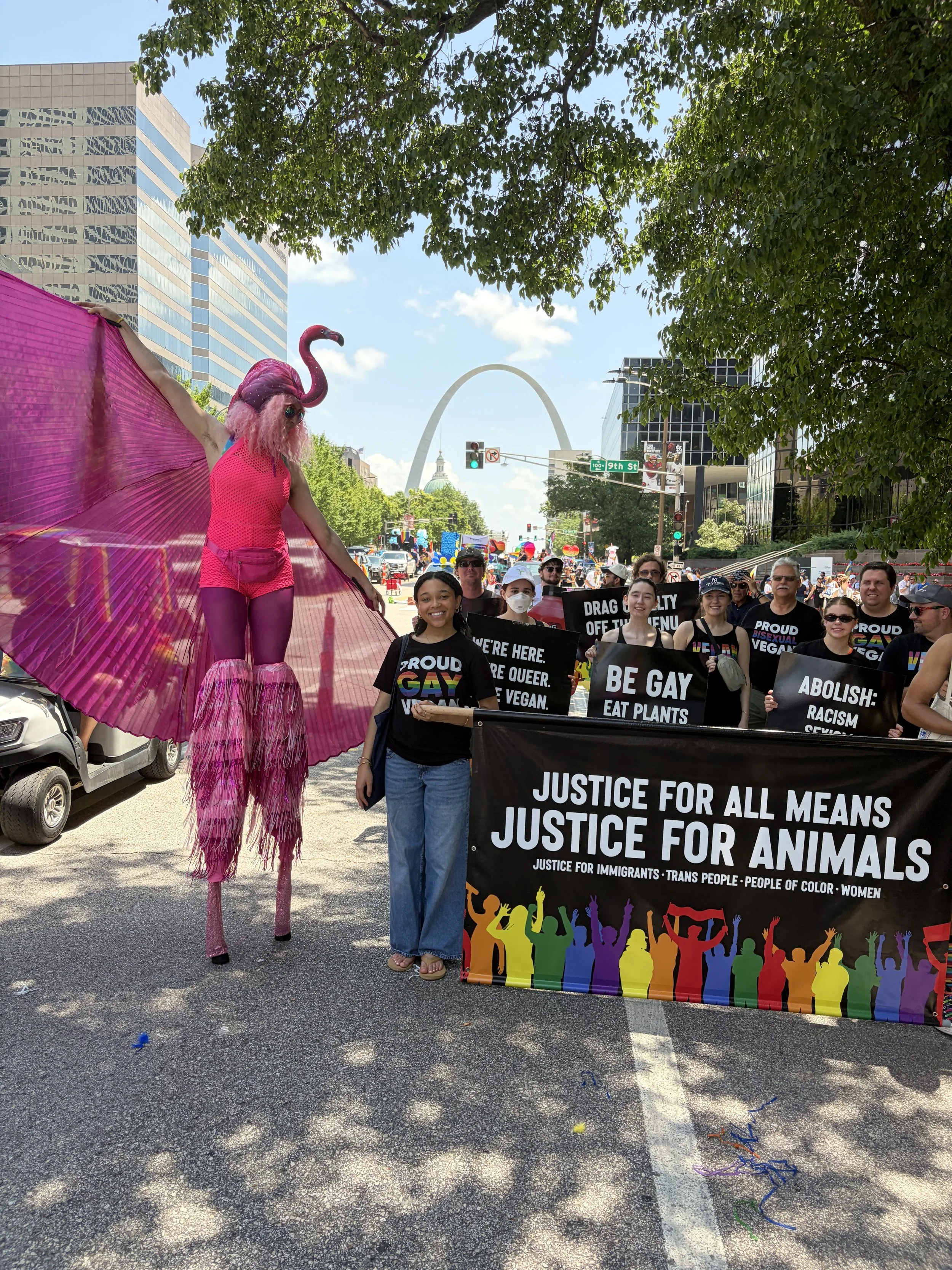 Meg the stilt-walker at our Vegan Pride Parade in downtown St. Louis as part of St. Louis PrideFest.jpg