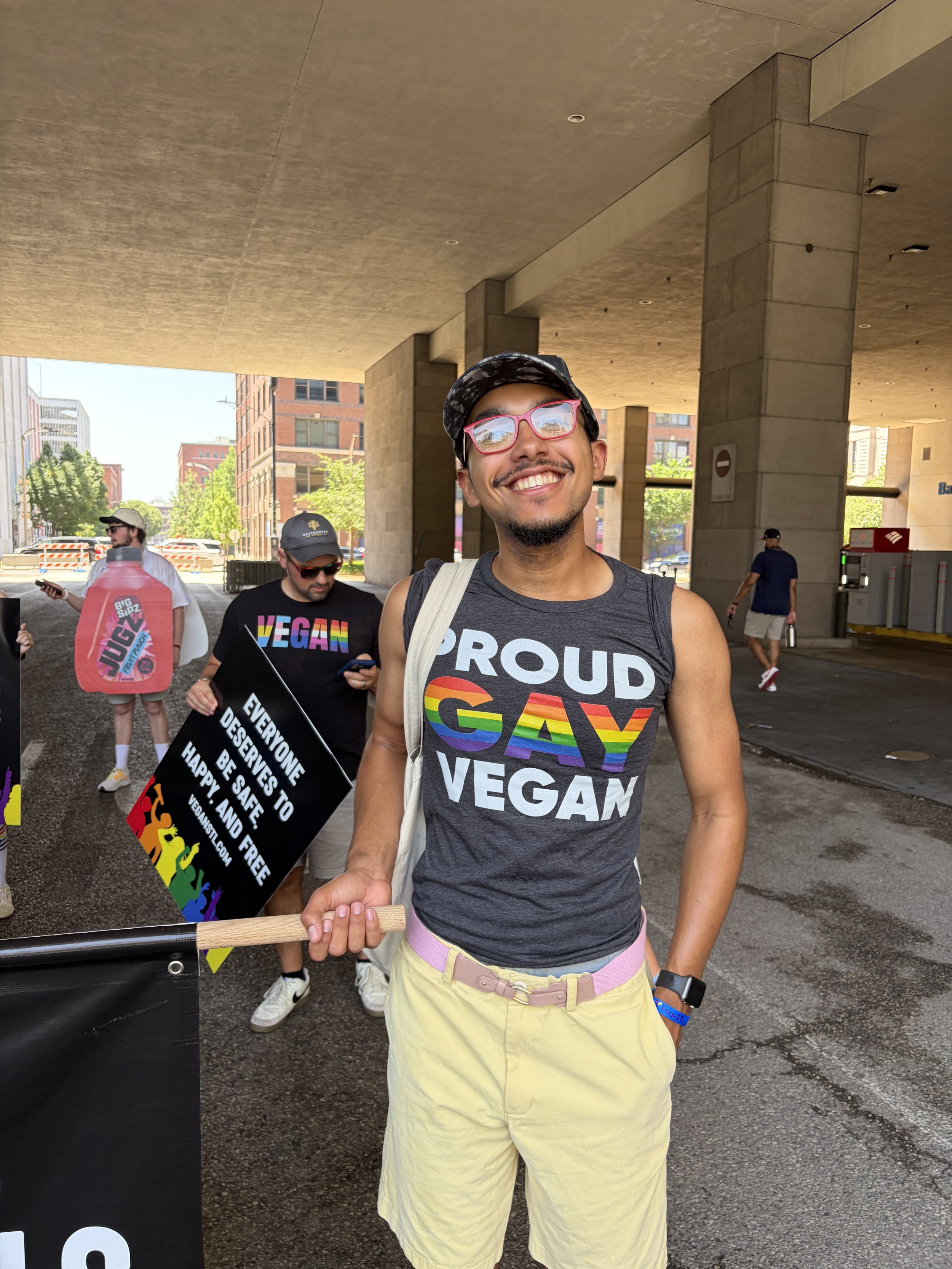 Julian at our Vegan Pride Parade in downtown St. Louis as part of the Grand Pride Parade at St. Louis PrideFest.jpg