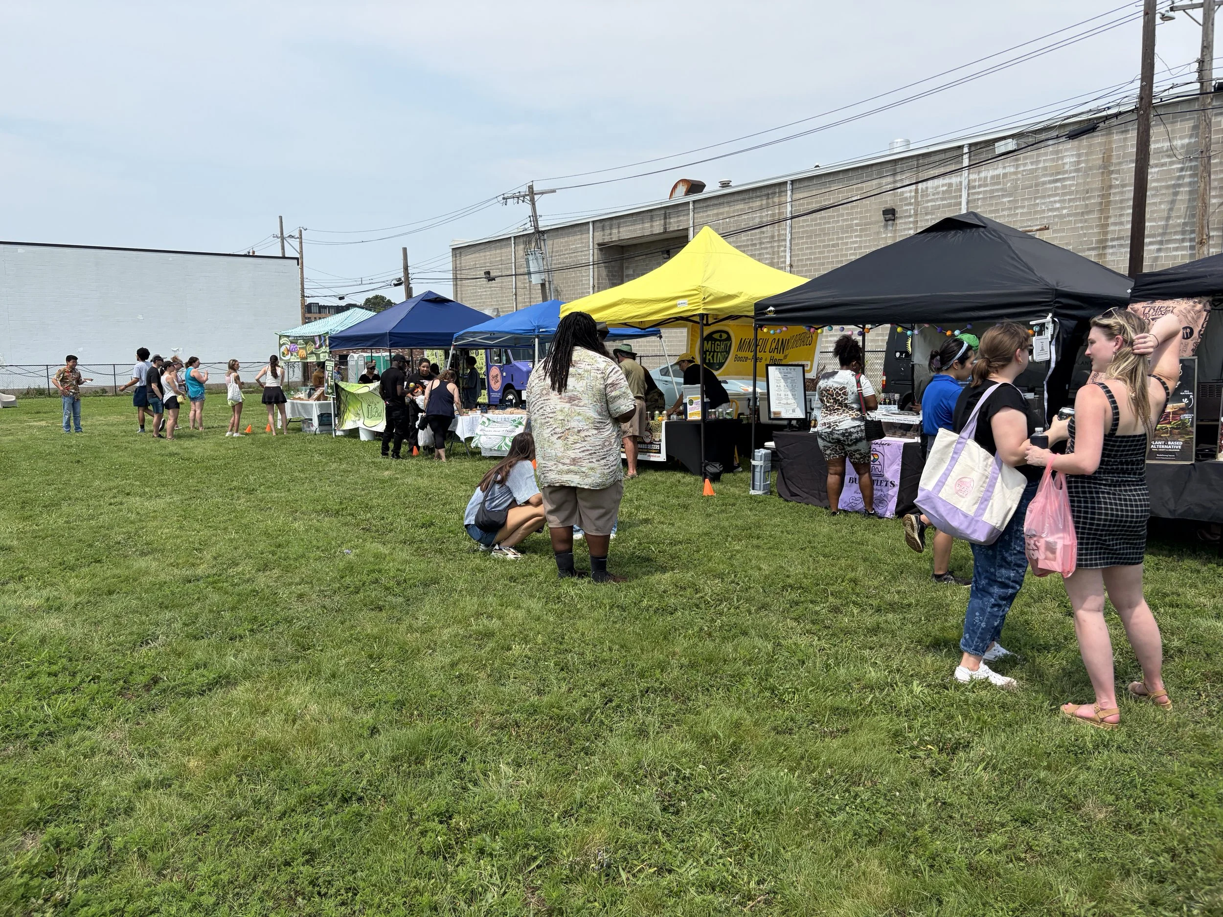 Crowd of customers line booths of plant-based goodness at STL Vegan Market in St. Louis, Missouri.png