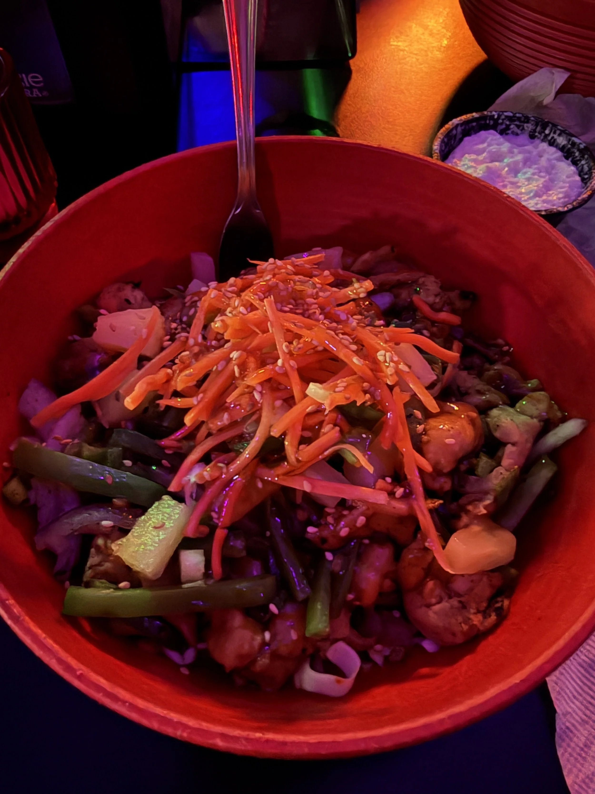 Vegan orange chicken bowl at Terror Tacos, with a percent of proceeds going to Second-Hen_d in St. Louis, Missouri.png