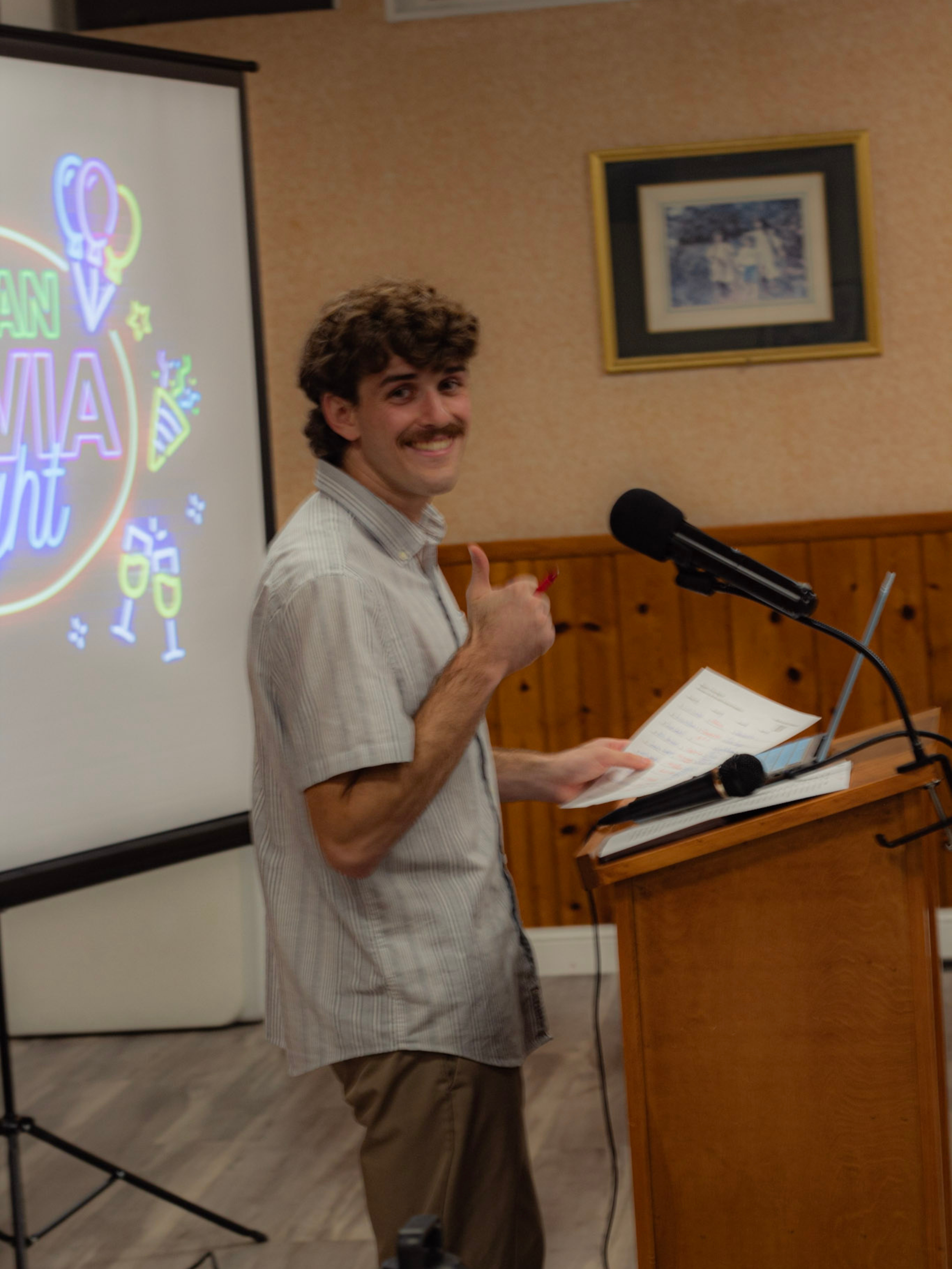 Alex leading our Vegan Trivia Night at American Legion Post 111 in Shrewsbury, Missouri