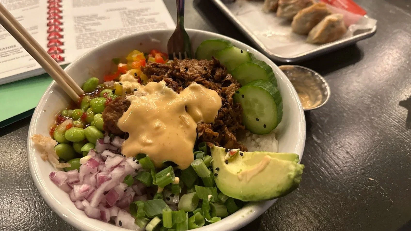 Harvest Shreds vegan protein rice bowl