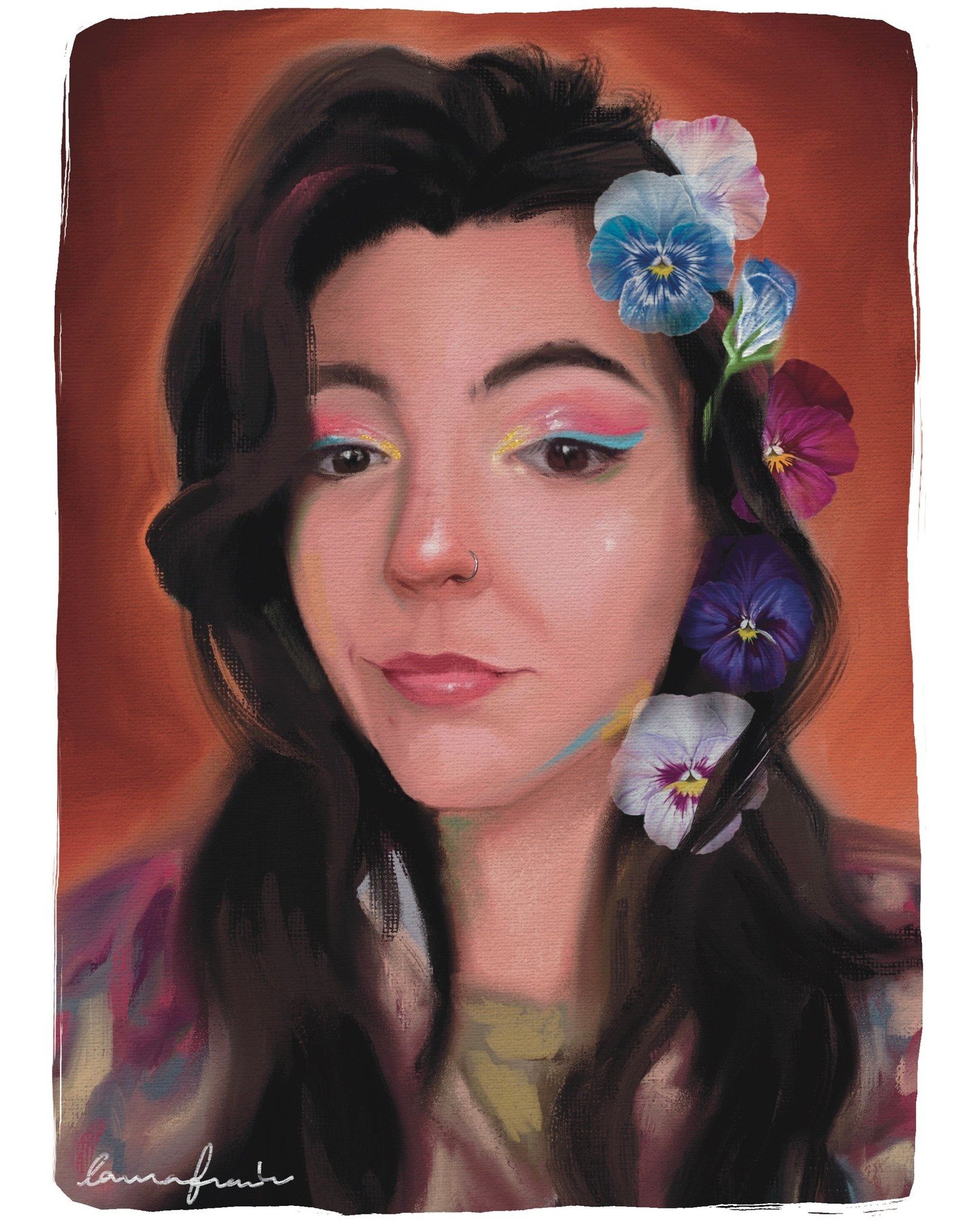 🎨 Despu&eacute;s de dos a&ntilde;os he podido, por fin, pintar el autorretrato que sol&iacute;a hacerme una vez al a&ntilde;o. No cre&aacute;is  que no lo hab&iacute;a intentado 😂 , pero en todas las ocasiones resultaba en un desastre, mucha frustr