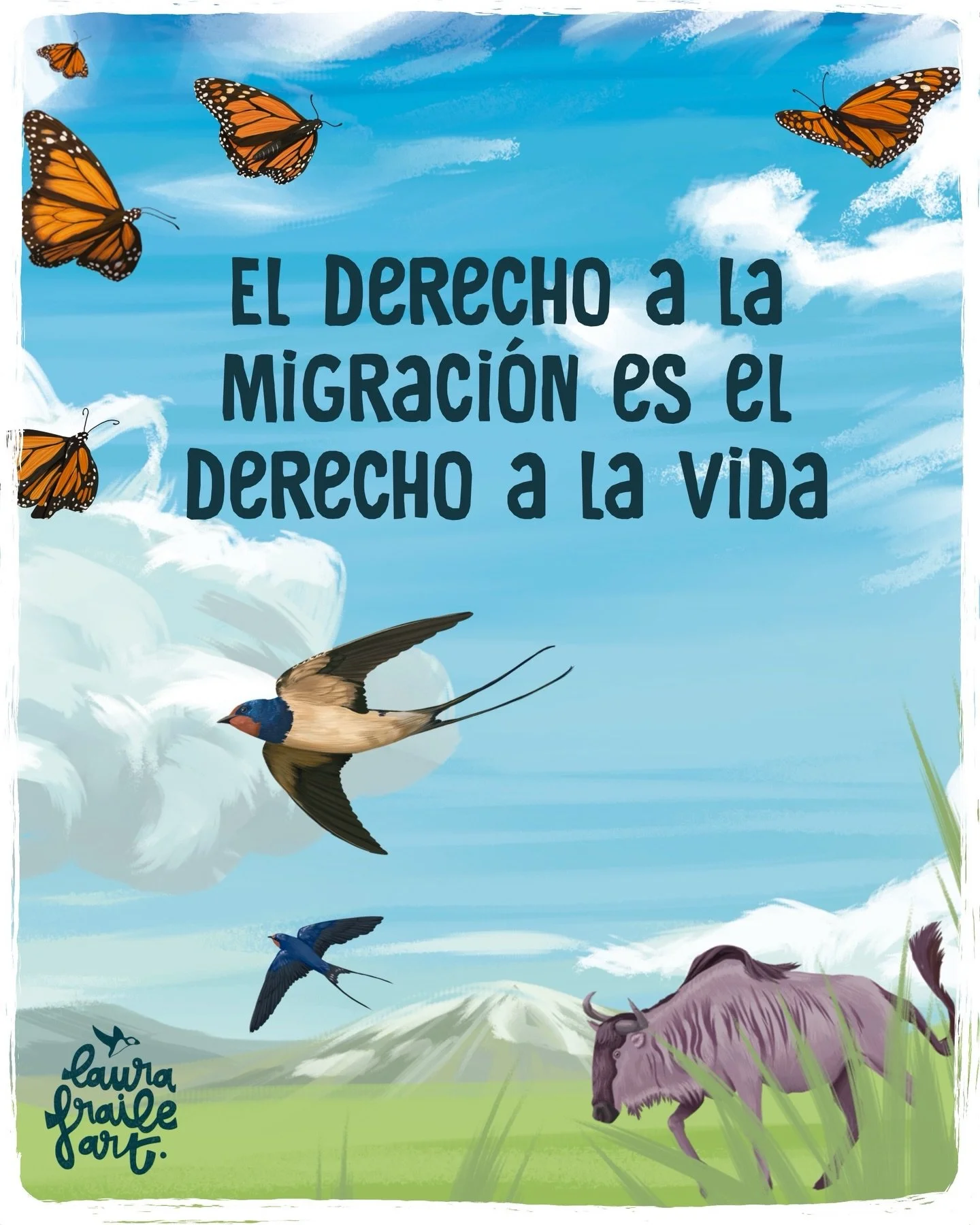 La migraci&oacute;n es diversidad y la diversidad es vida. Fuera el racismo, la xenofobia y el fascismo; Bienvenidas sean todas las personas migrantes y las golondrinas❤️&zwj;🩹

Todas las ilustraciones son de mi libro: Nacidos para viajar 💖 link en