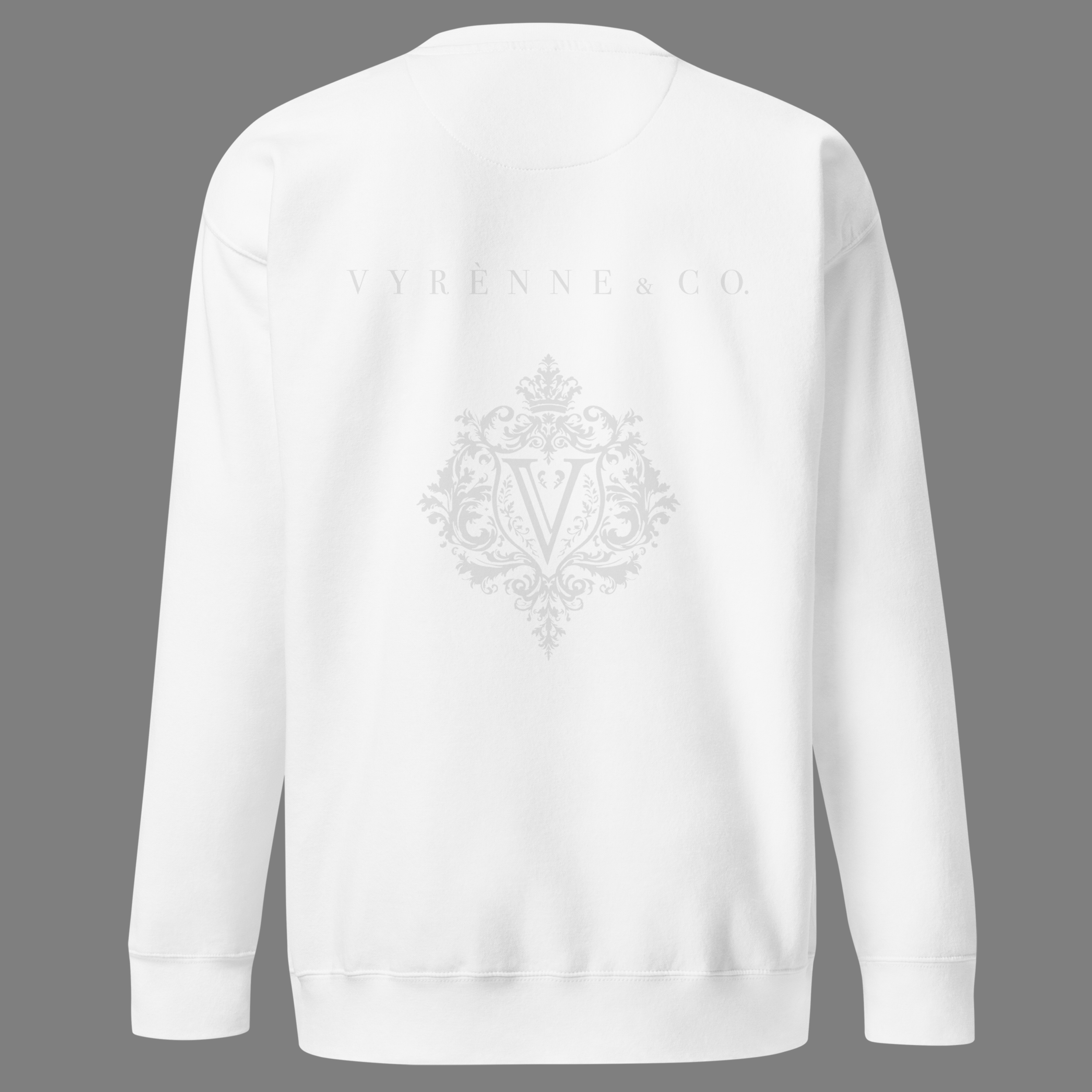 vyrenne & co sweatshirt white on white back.png