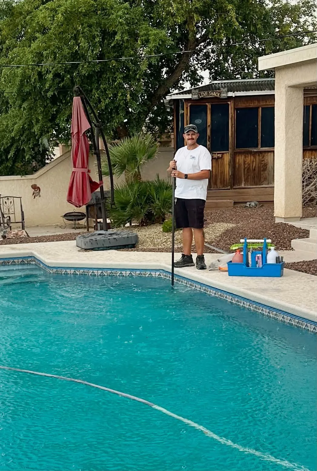 &ldquo;Weather&rdquo; it&rsquo;s rain or shine, Brian is in his element with a smile on his face and ready to leave your pool sparkling clean. 

Your pool, our pride 🇺🇸

Give us a call or text at (602) 695-7062 for a free quote today
