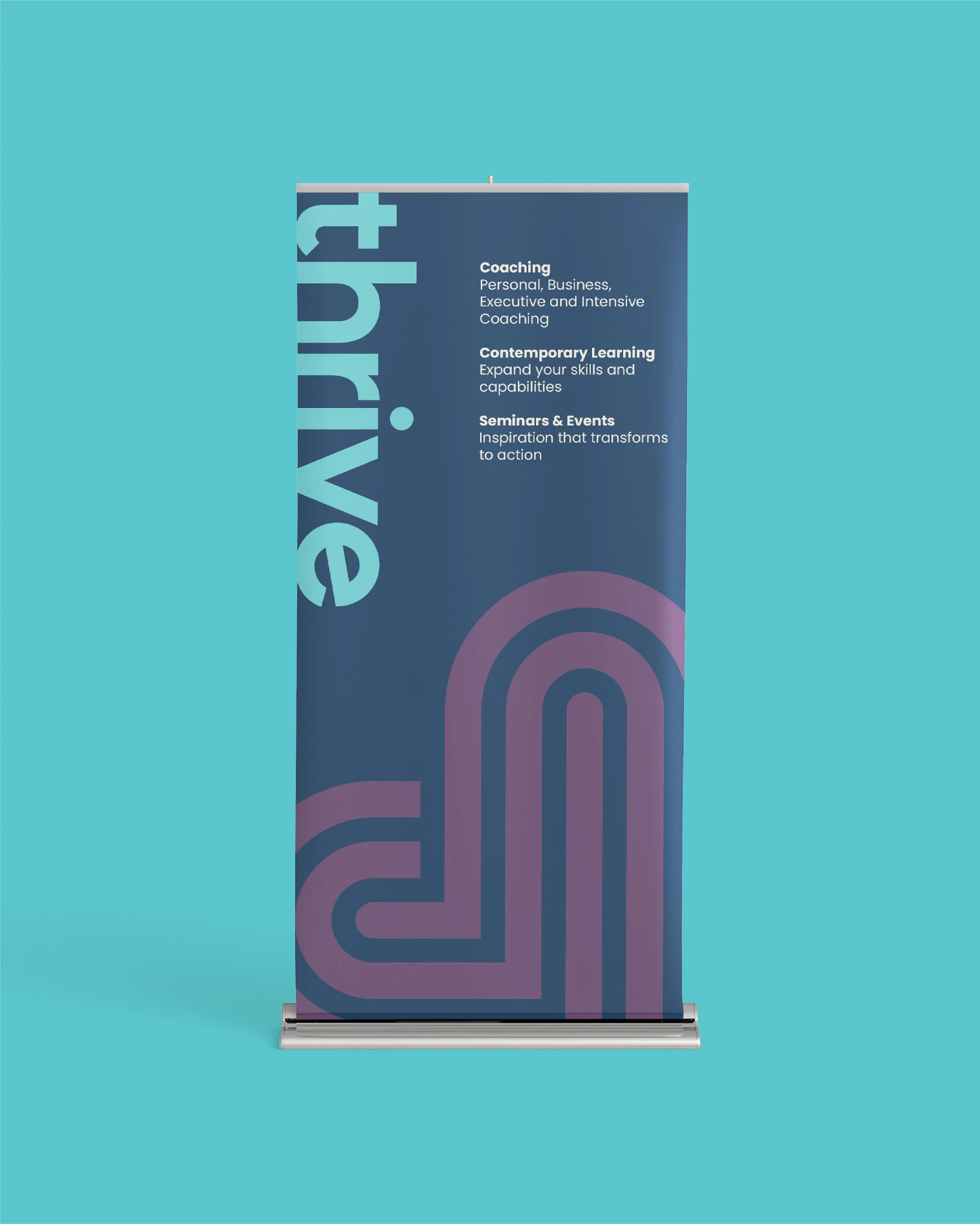 Image of a branded pull-up banner for events