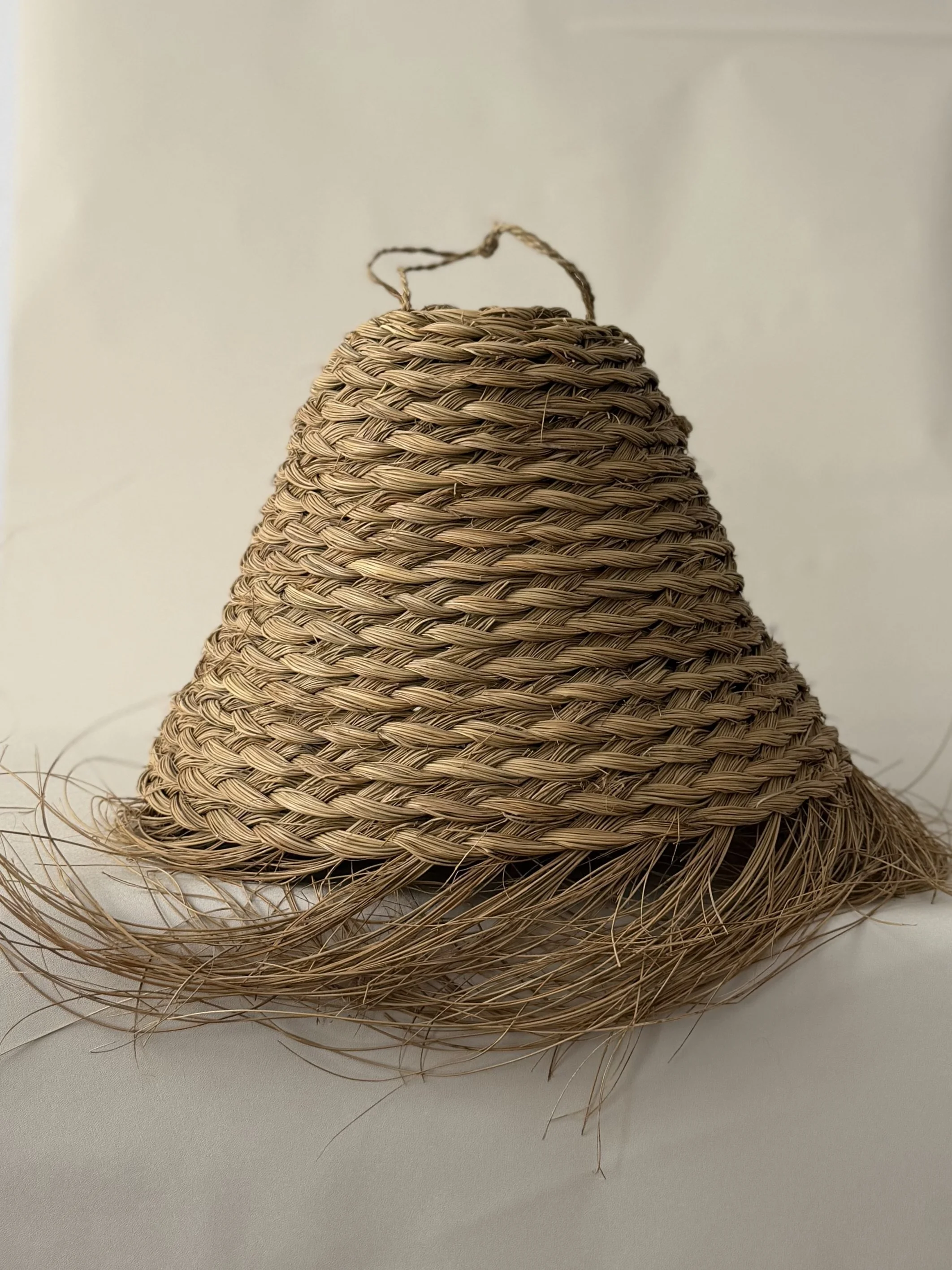 Pair of Woven Straw Bell Pendant Shades