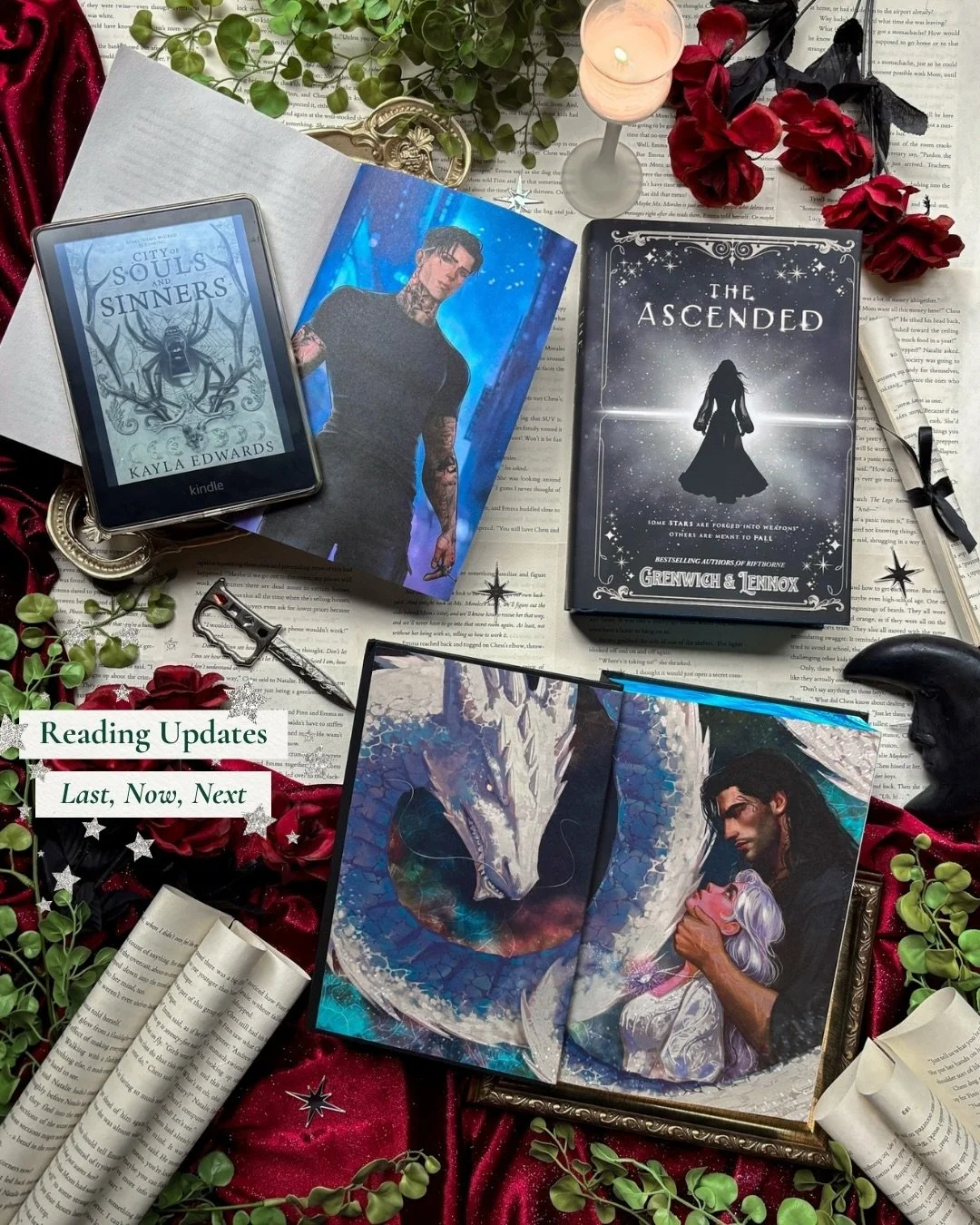 𝑳𝒂𝒔𝒕, 𝑵𝒐𝒘, 𝑵𝒆𝒙𝒕 - Reading updates
I&rsquo;ve been so hyper fixated on the House of Devils series it&rsquo;s filling all my free time. I have them on my kindle and audiobooks so I can get some reading in while I&rsquo;m at work. 
Darien tru