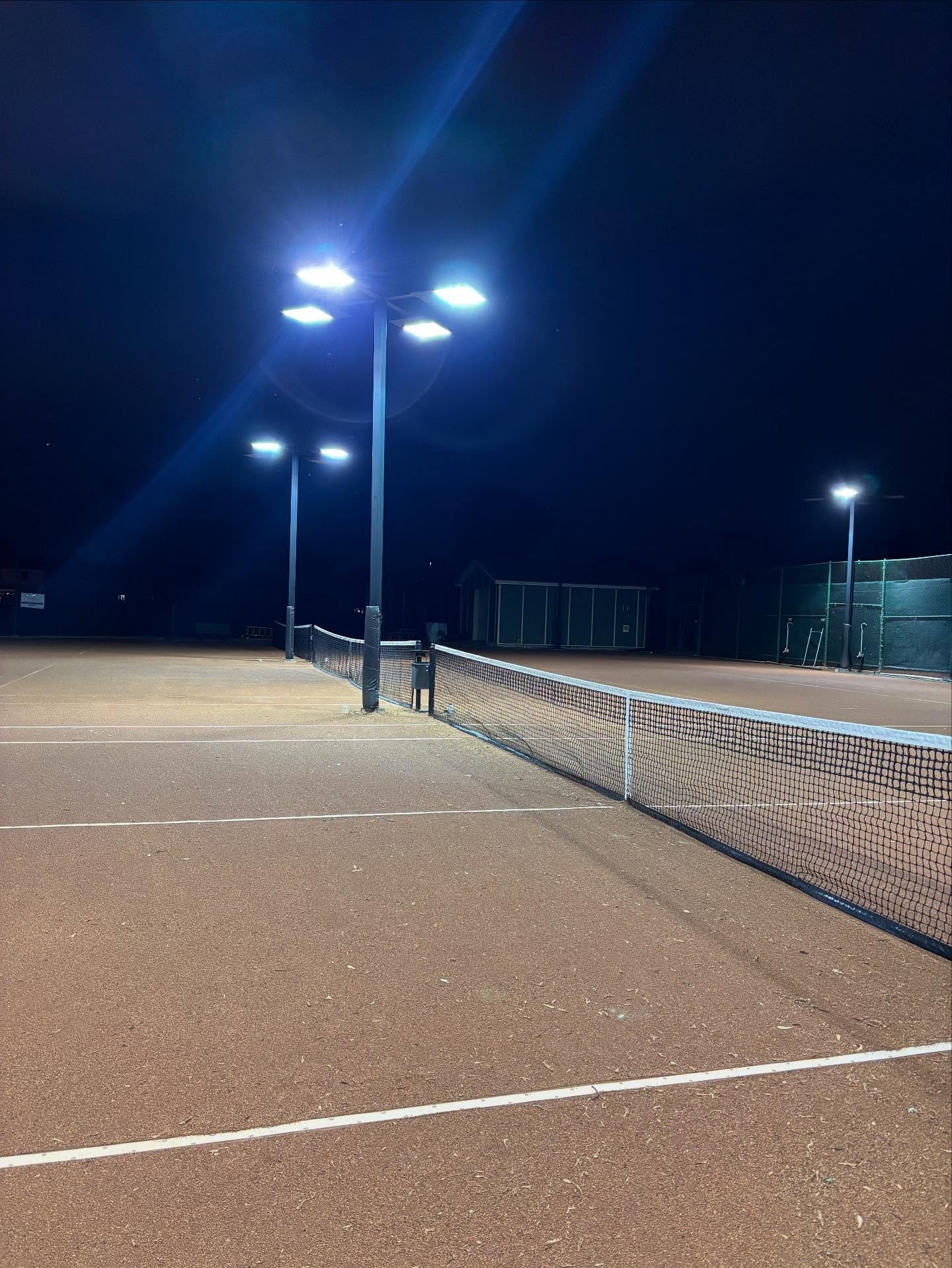 Sun down, lights up. At BRC we have lights so that means we play until 11pm!
