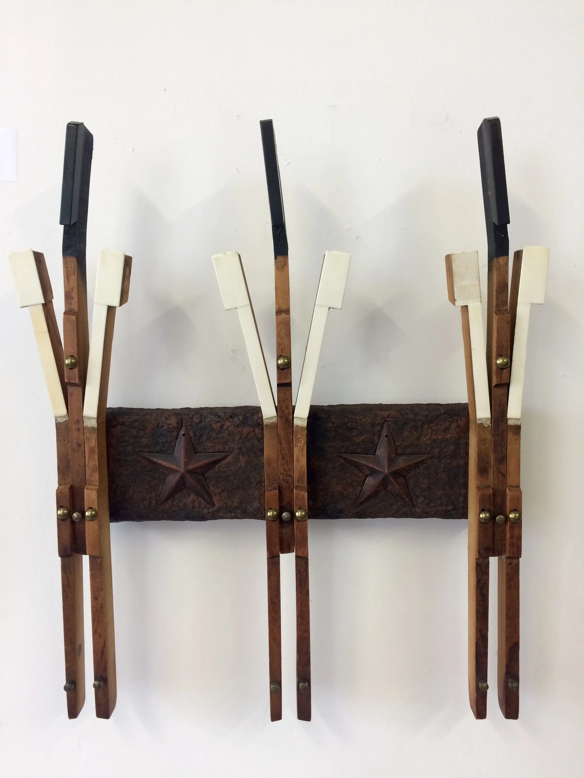 FREEDOM! - Mixed media, handmade paper, piano keys. (22"h x 14"w x 3"d)