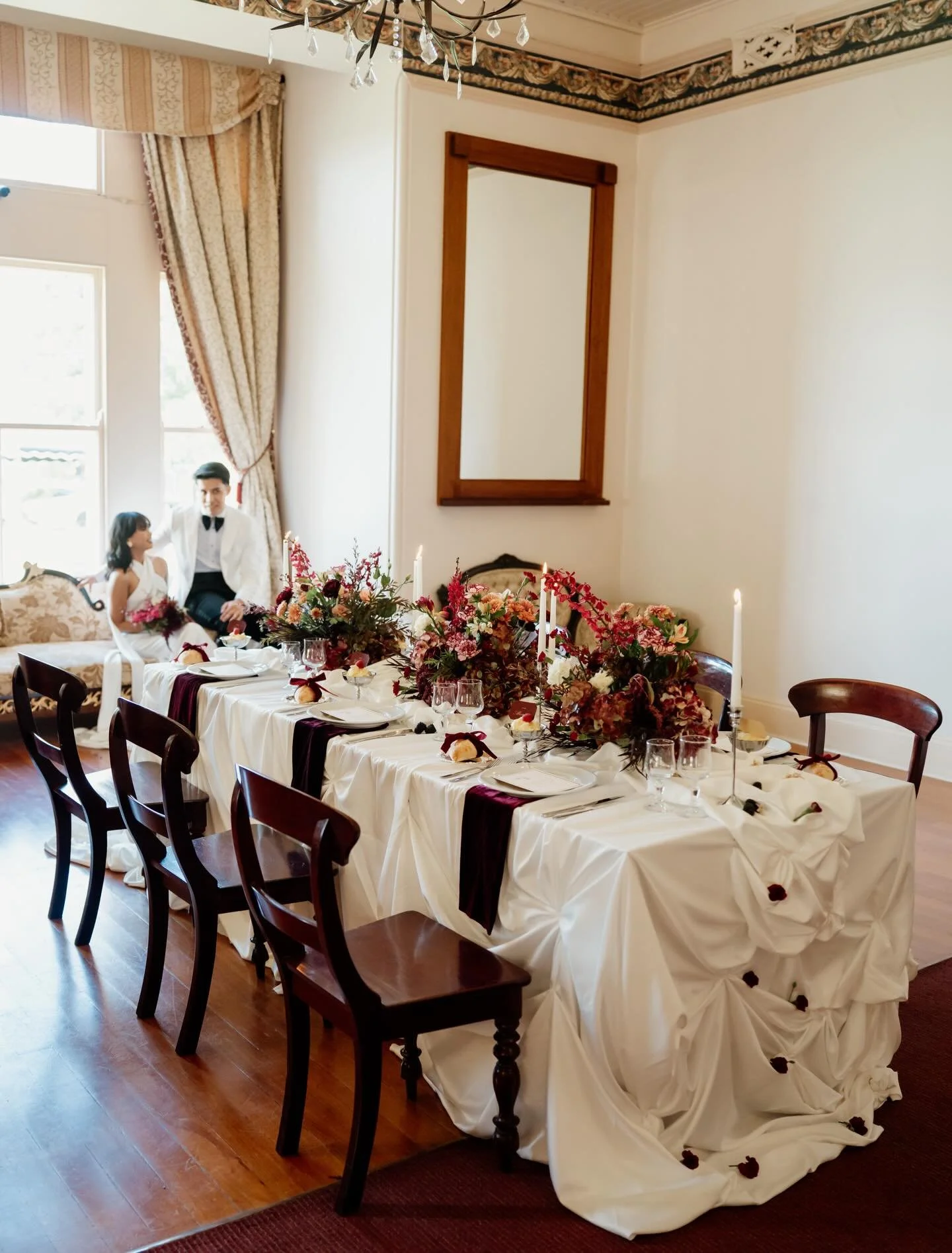 I am having a love affair with rich berry tones, touches of silver and lots and lots of butter!! It&rsquo;s giving decadent, delicious, slightly undone, old European romance. 
Thank you to the creative team that helped pull this together.

CREATIVE T