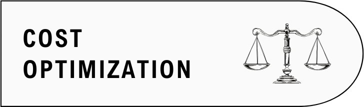A graphic with the words 'COST OPTIMIZATION' and an image of scales.