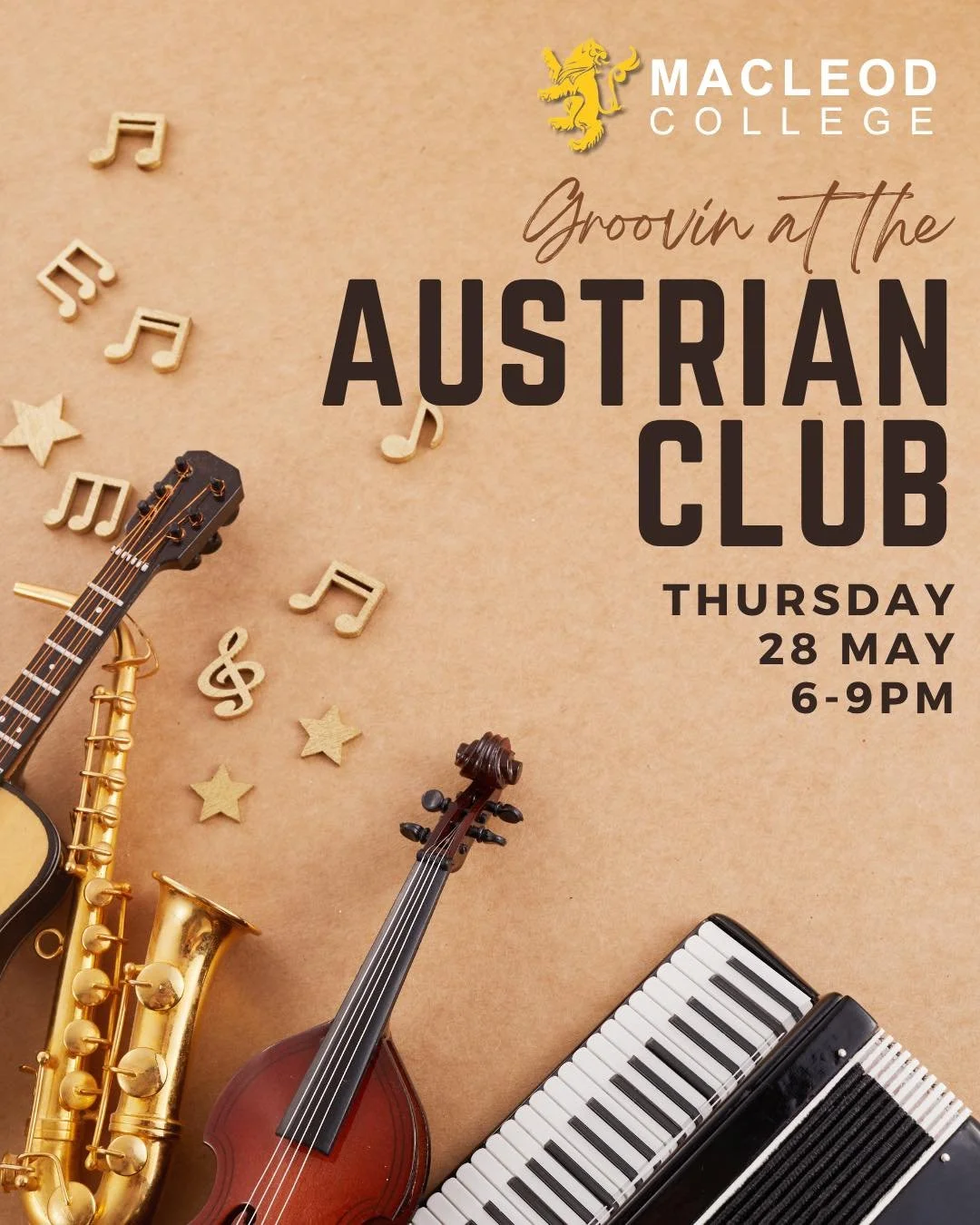 ✨ ACHIEVE &amp; CONNECT ✨

'Groovin at the Austrian Club' is one of the highlights of the year. It is a fantastic opportunity for our music students to showcase their hard work, and for families to gather and enjoy live music. Tickets can be purchase