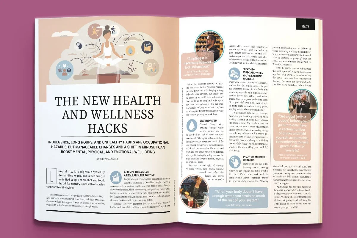 Editorial layout design for Beverage Media magazine