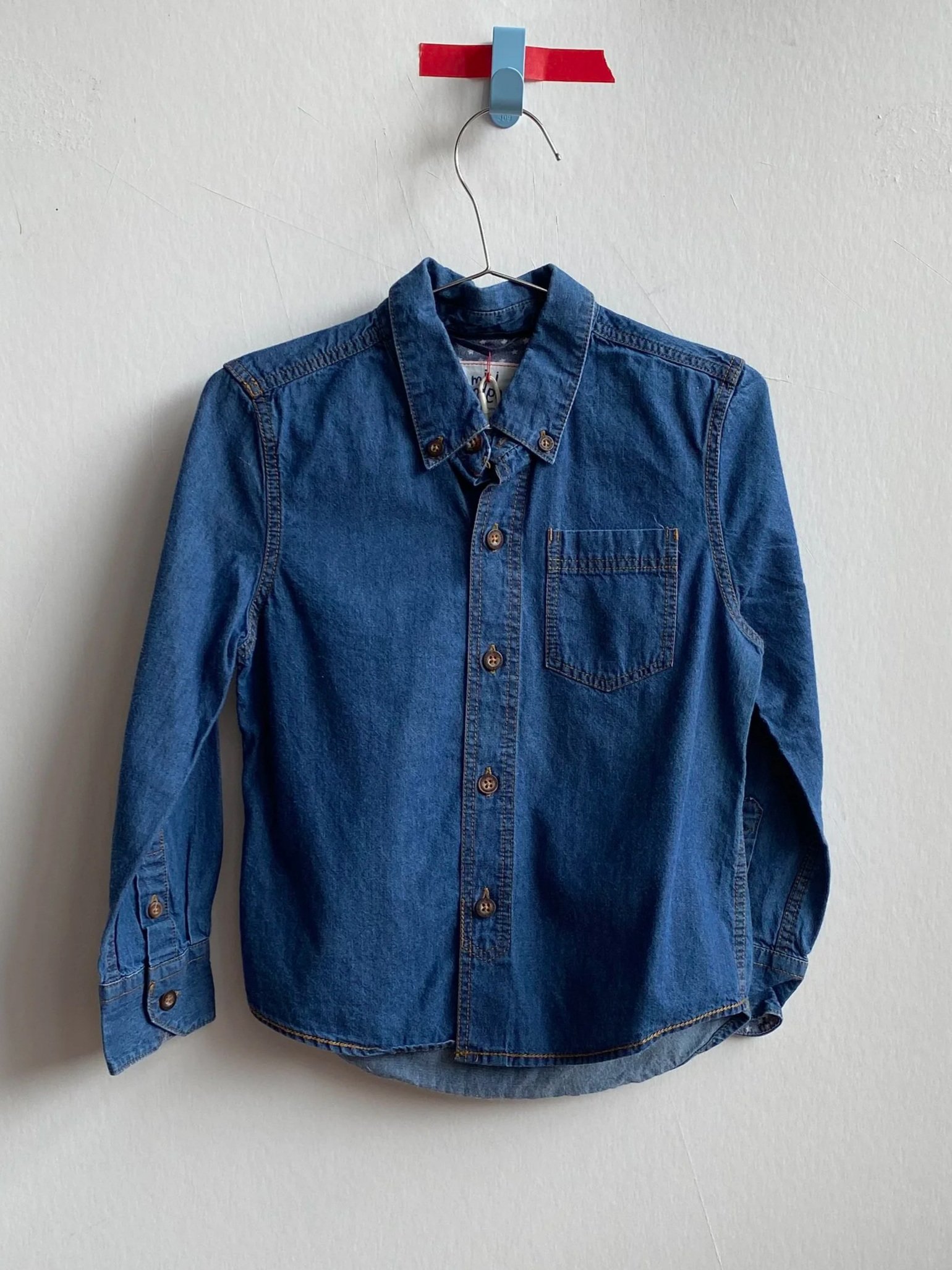 Mini Boden Denim Button Up 3-4Y