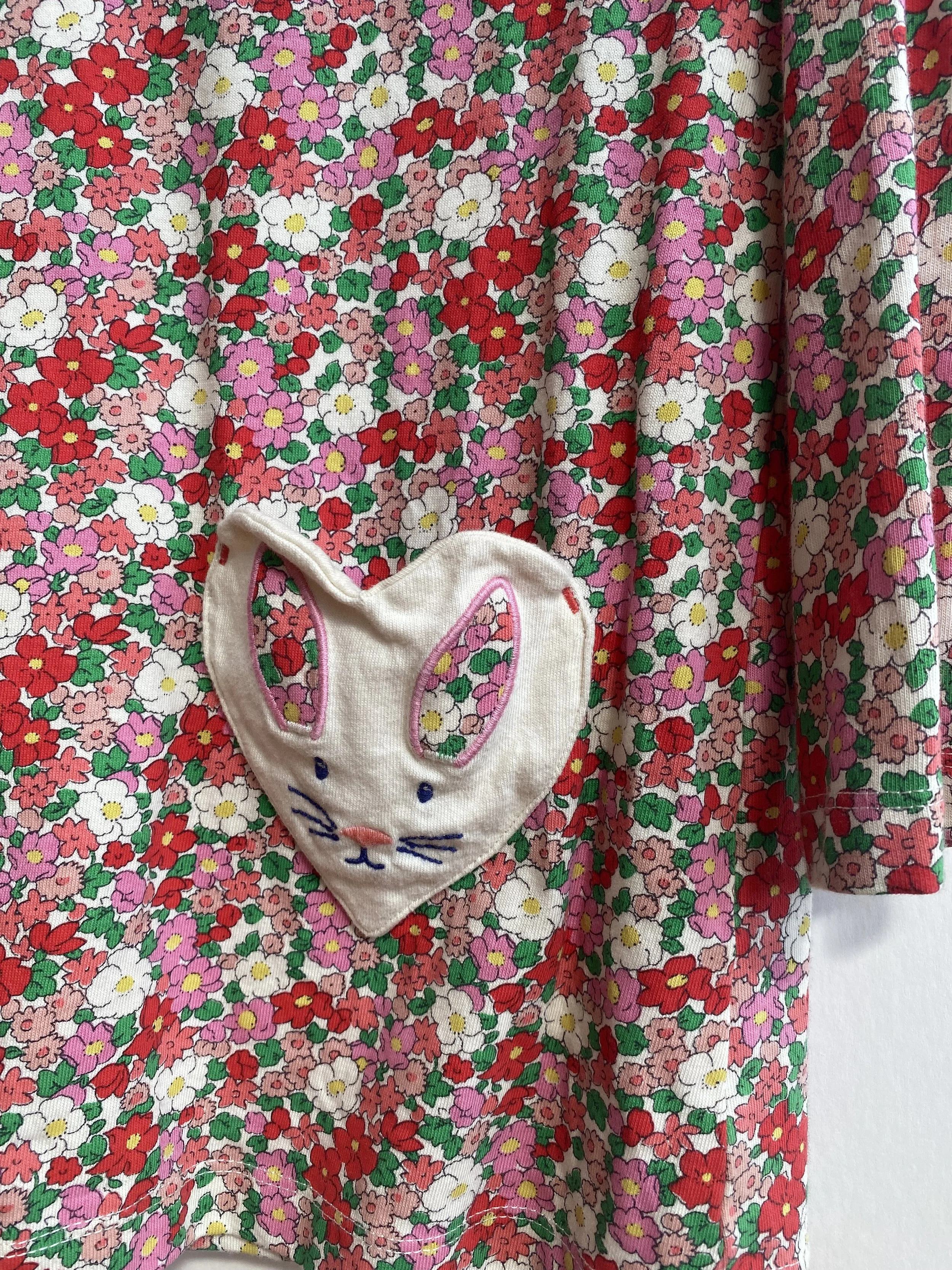 Mini Boden Floral Dress with Bunny Pockets 6-7Y