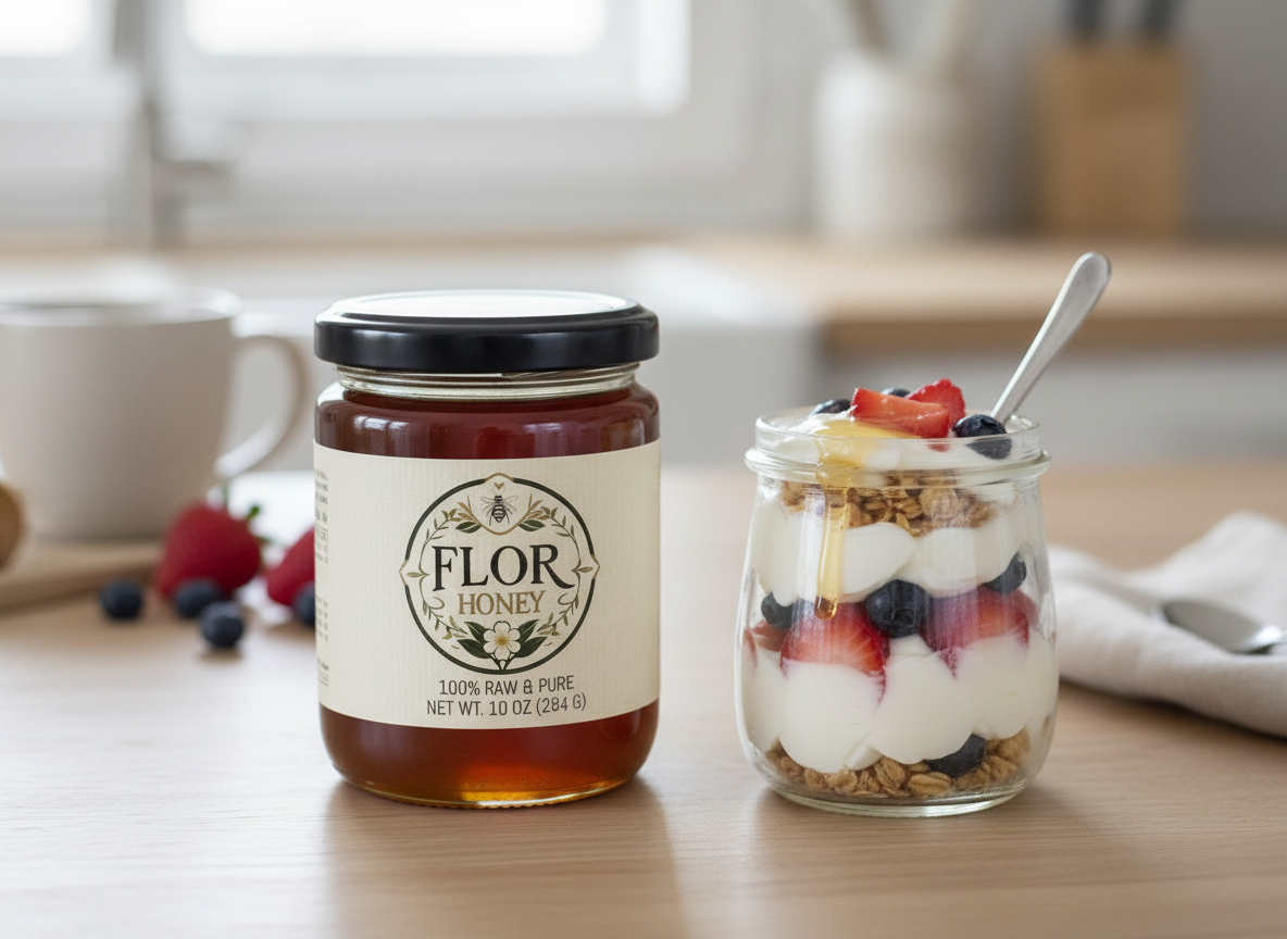 Firefly_Gemini Flash_add honey on a kitchen table with a small yogurt parfait on the side  626079.png