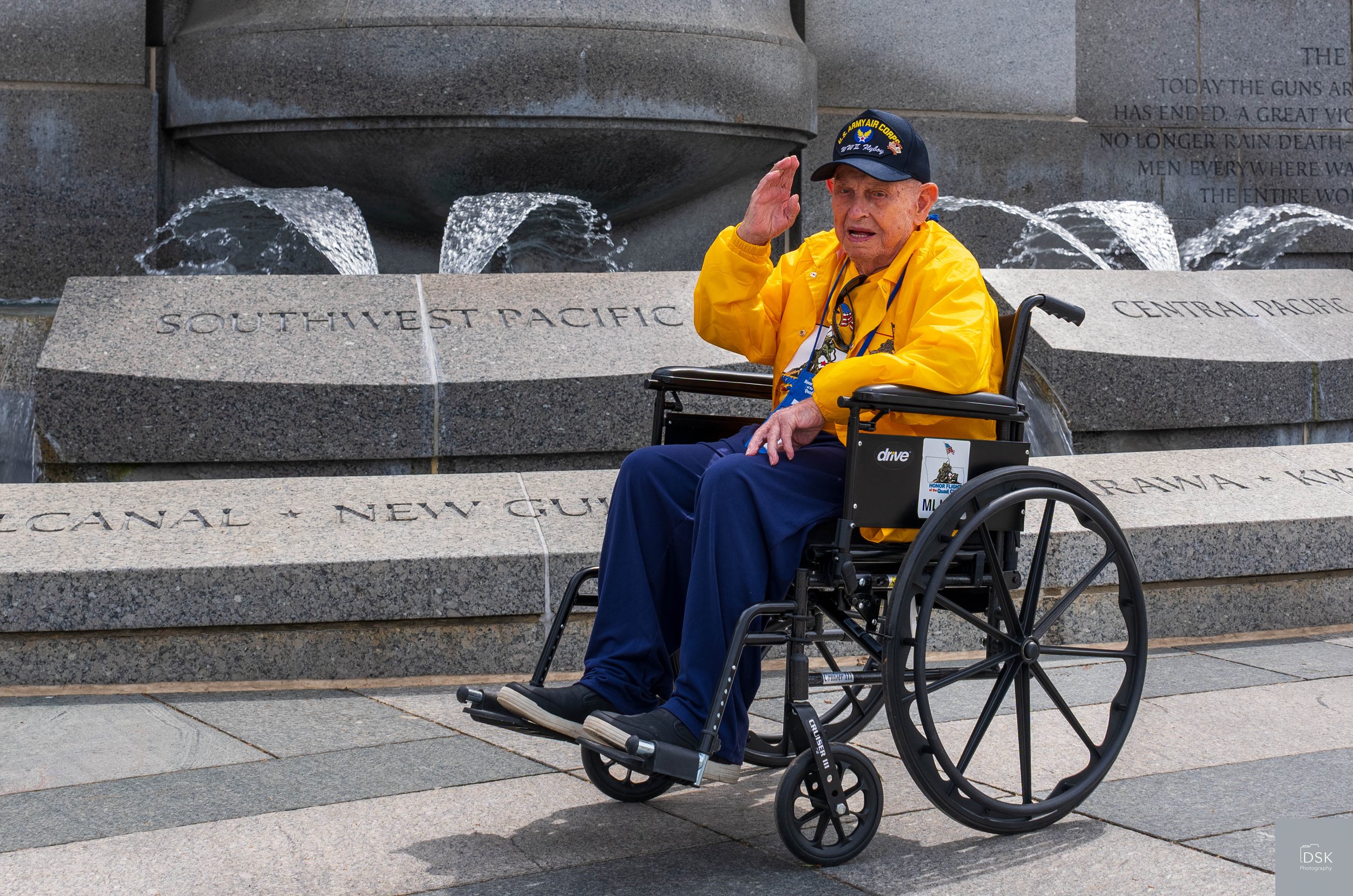 WWII Memorial with veteran