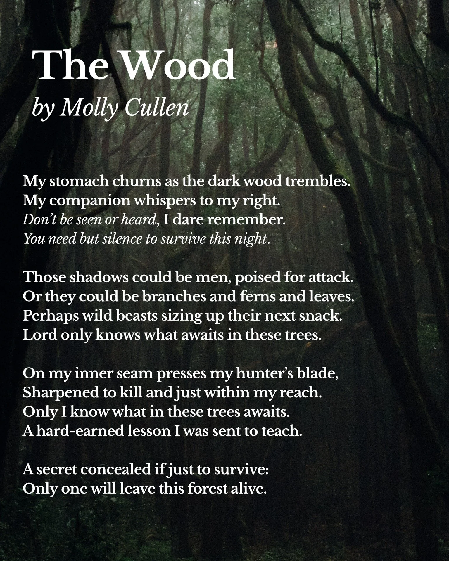 It's that time of the year - the month of dark woods and spirits and bone-chilling poetry.  Enjoy my first spooky sonnet of the season, if you dare...🔪🦉🍂

#poetry #poetsofinstagram #poetryisnotdead #spookyseason #october #poetrycommunity
