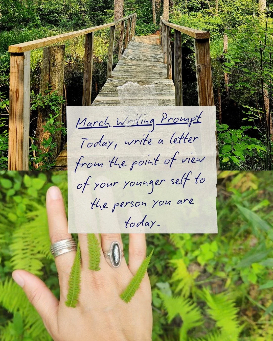 It's still March, right? We're resharing our prompt from National Write Your Story Day.

✏ First, write a letter that your younger self might have written to the you of today. Who are they? What were their dreams? Their hopes? Their fears? What would