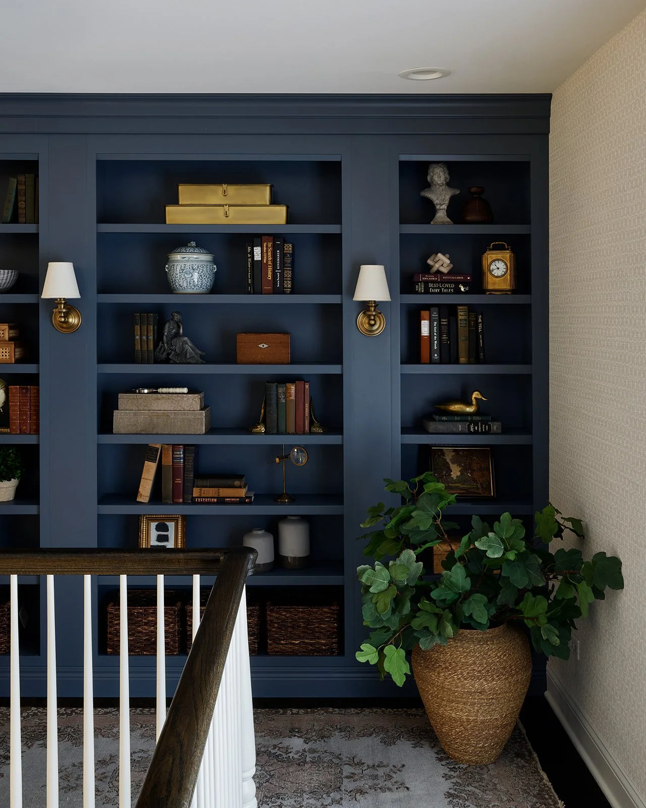 Franklin House Interiors custom built-ins for a family wanting a library space