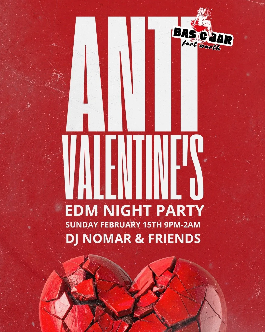 Heart broken? Perfect. Come dance it out with us 💔🔊

Anti-Valentine&rsquo;s EDM Night - This coming Sunday!
