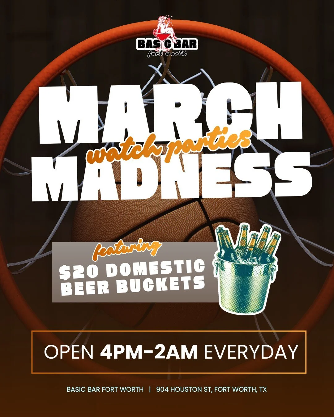 This is your Downtown Fort Worth spot for March Madness 🏀

💥 Games loud
🧊 Drinks cold
🙌 Doors open late

Come get a $20 beer bucket and watch some ball with us!