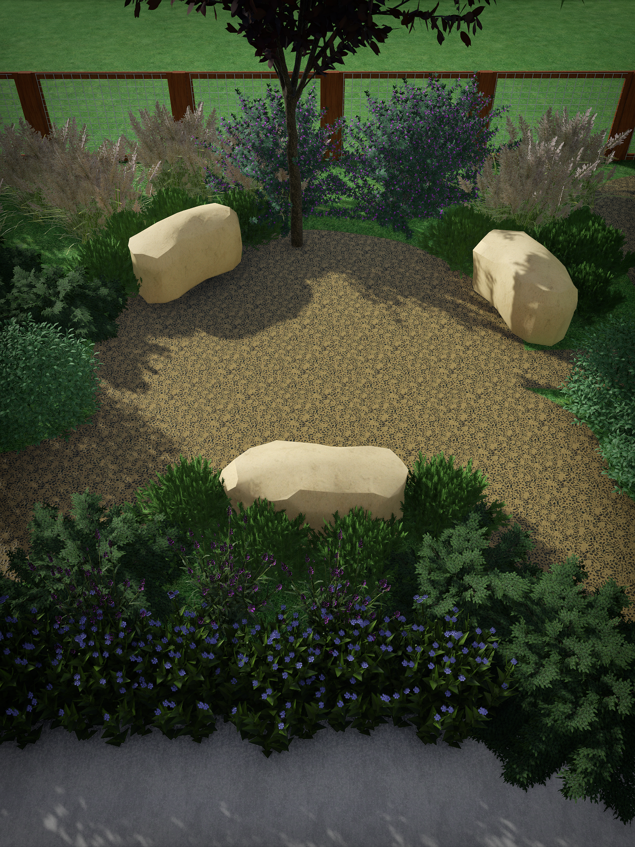 3. Entrance Garden - Boulder Seating Circle.png