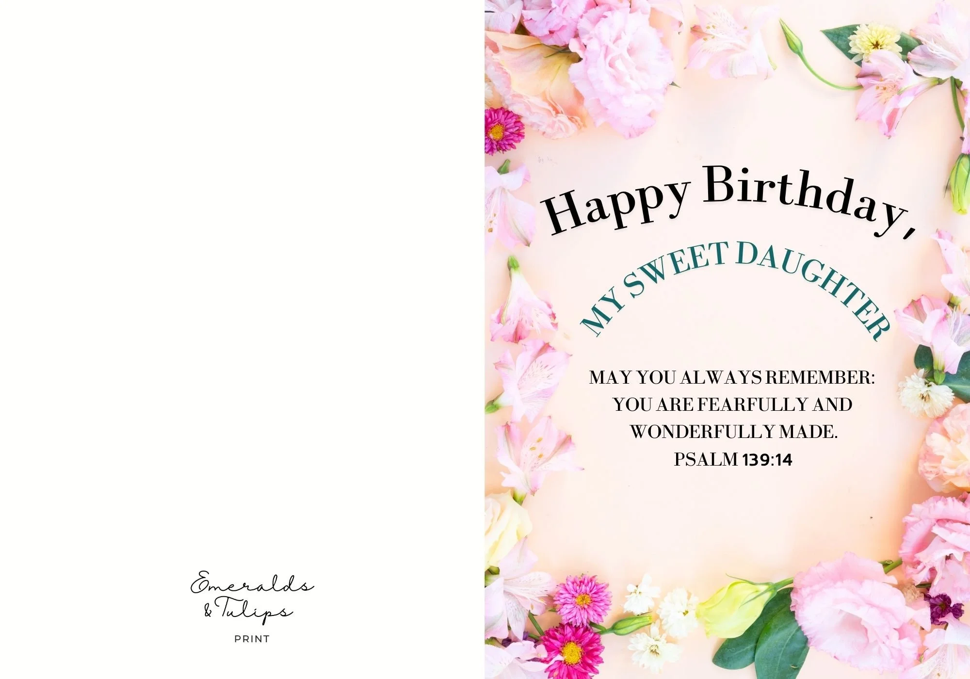 Psalm 139:14 Her Birthday - Pink Flowers