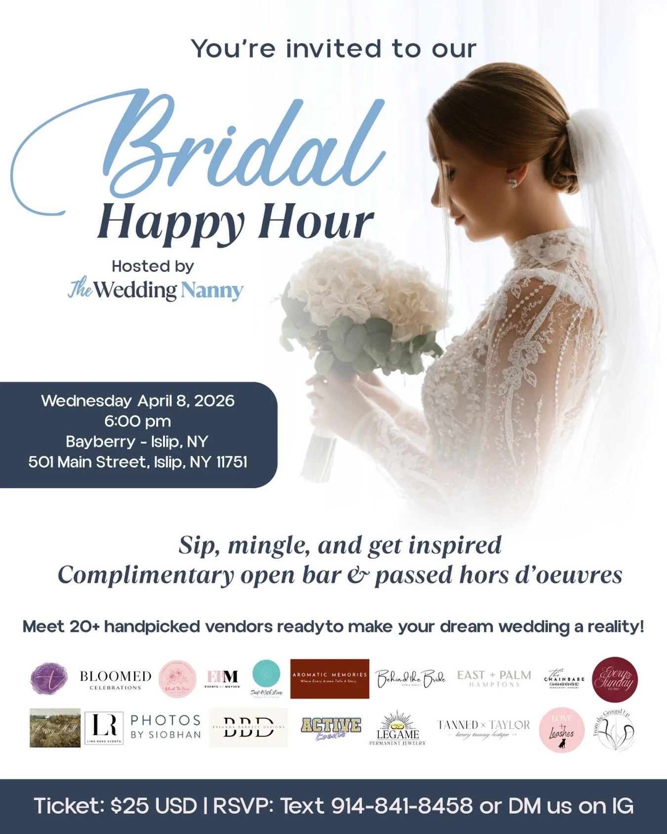 BRIDES, this one is for you! 💍✨
We are bringing something exciting to Bayberry in Long Island 🤍

🗓 Wednesday, April 8
📍 Bayberry: 501 Main Street, Islip NY 11751
⏰ 6:00 PM
🥂 Complimentary open bar + curated bites

This evening is designed for br