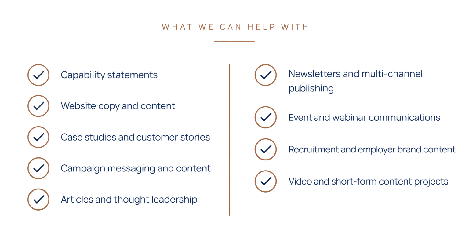 Examples of communications project support available from Interconnective.