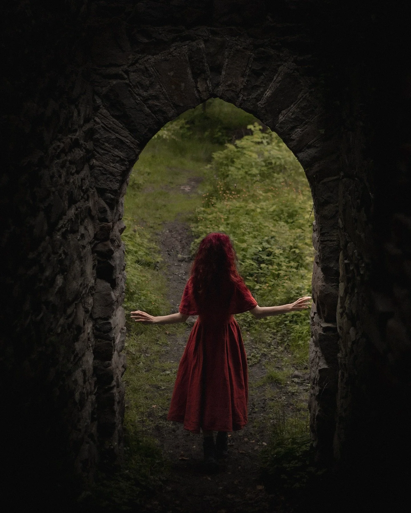 You stumble upon ancient forest ruins in Northern Ireland (a forgotten tower, maybe?).
What do you do, not take photos?
&zwnj;
Moss-covered stone walls, the earthy scent of rain, and a silence so deep it echoed through the trees.
We didn&rsquo;t plan