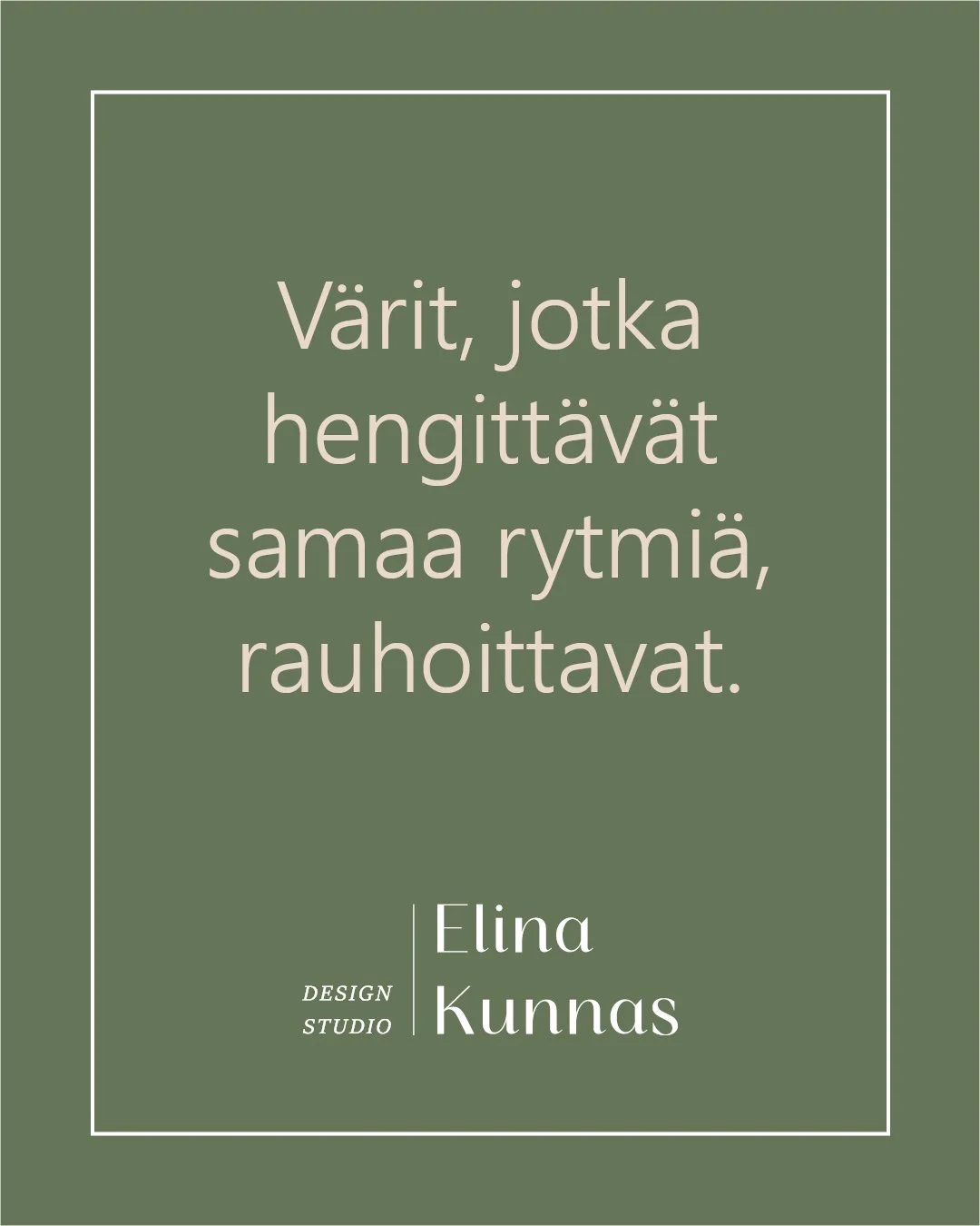 V&auml;rit, jotka hengitt&auml;v&auml;t samaa rytmi&auml;, rauhoittavat.

Jos kotona on levoton tunnelma, yleens&auml; ei tarvitse uusia kaikkea. Usein riitt&auml;&auml;, ett&auml; karsitaan v&auml;rien kirjoa, l&auml;hennet&auml;&auml;n s&auml;vyj&a