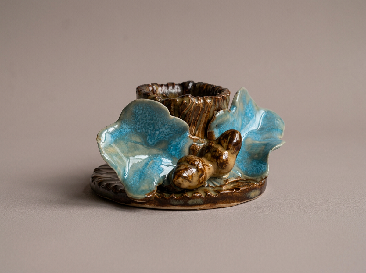 Pair of Nature's Elegance Ceramic Candle Stick Holders