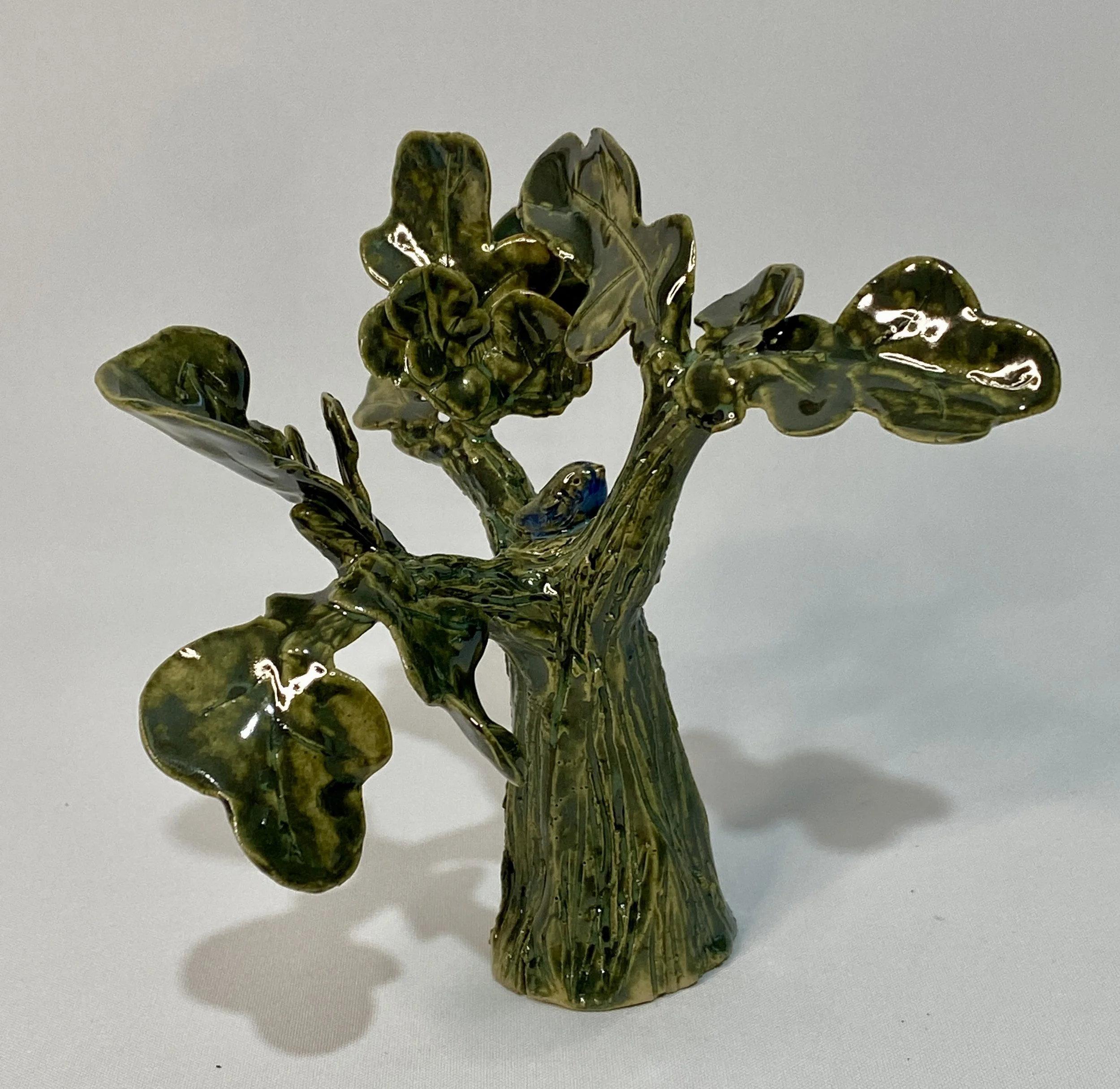 Handcrafted Ceramic Tree Sculpture with Bird