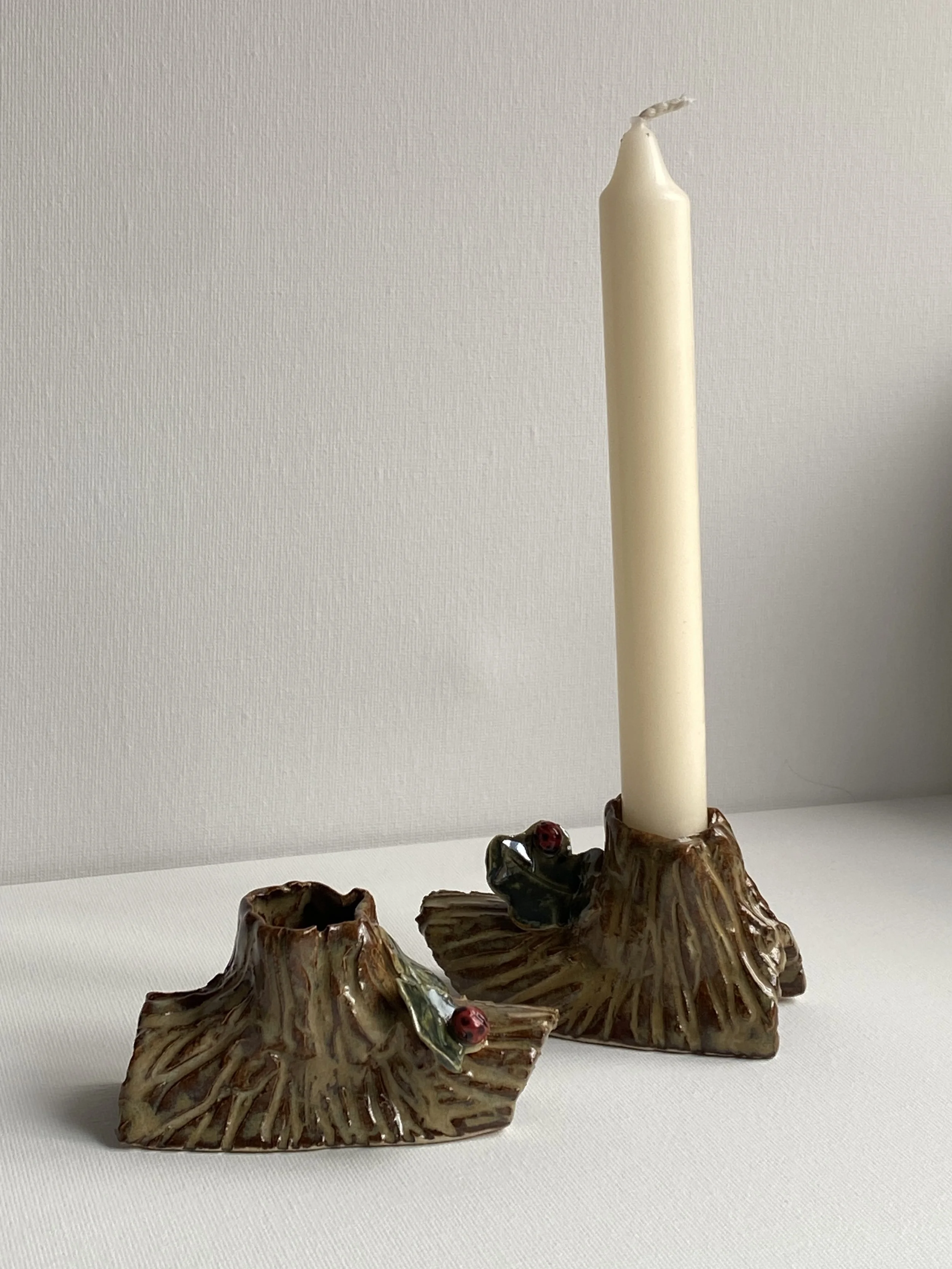 Handcrafted Ceramic Woodland Candlestick Holders
