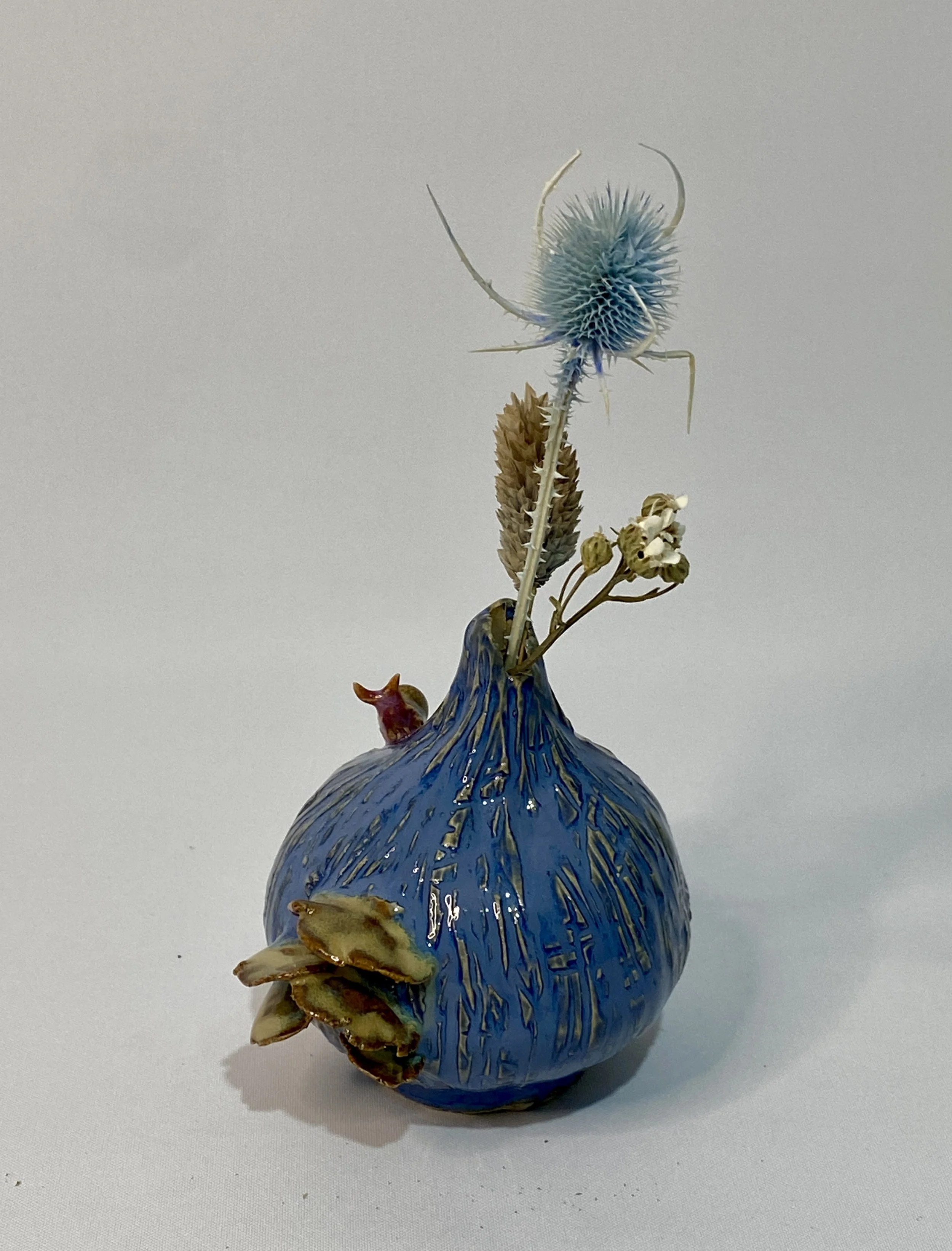 Handcrafted Blue Ceramic Flower Vase