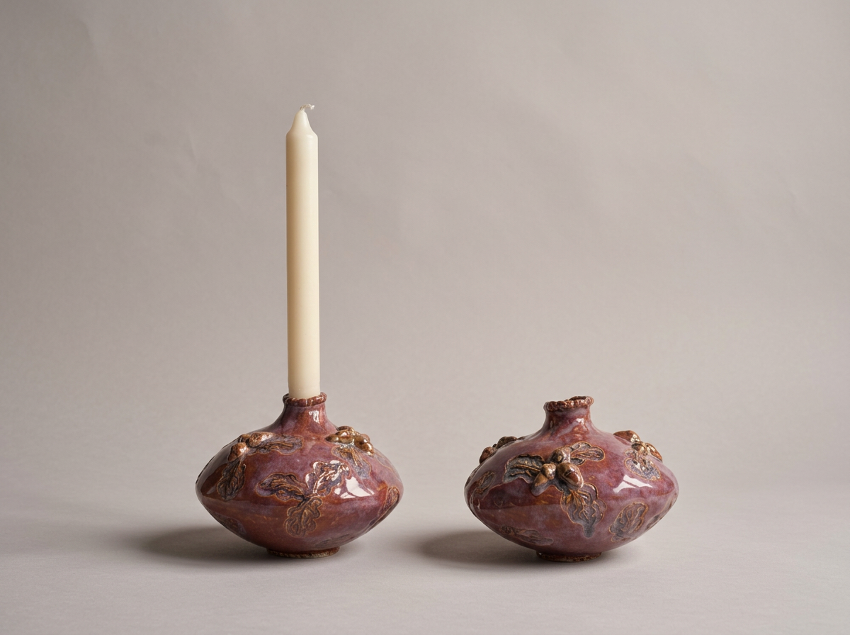 Handmade Autumnal Ceramic Candle Stick Holders