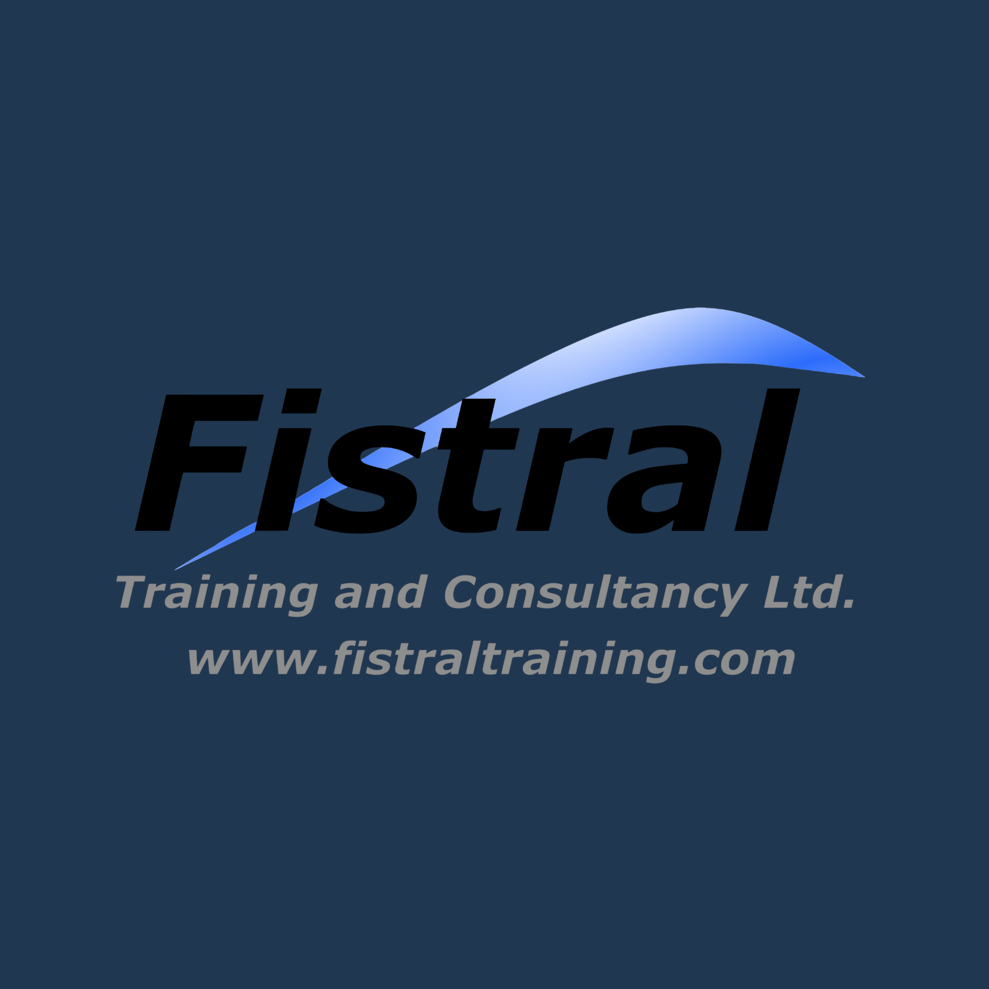 Logo for Fistful Training and Consultancy Ltd., featuring a stylized blue fist with a curved motion line, on a dark background.