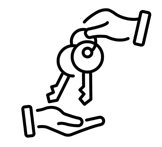 Eine Hand übergibt einem anderen Hand ein Schlüsselbund.