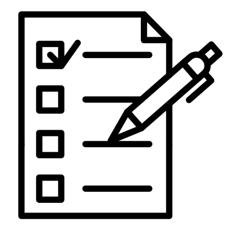 Icon einer Checkliste mit Kästchen und Stift