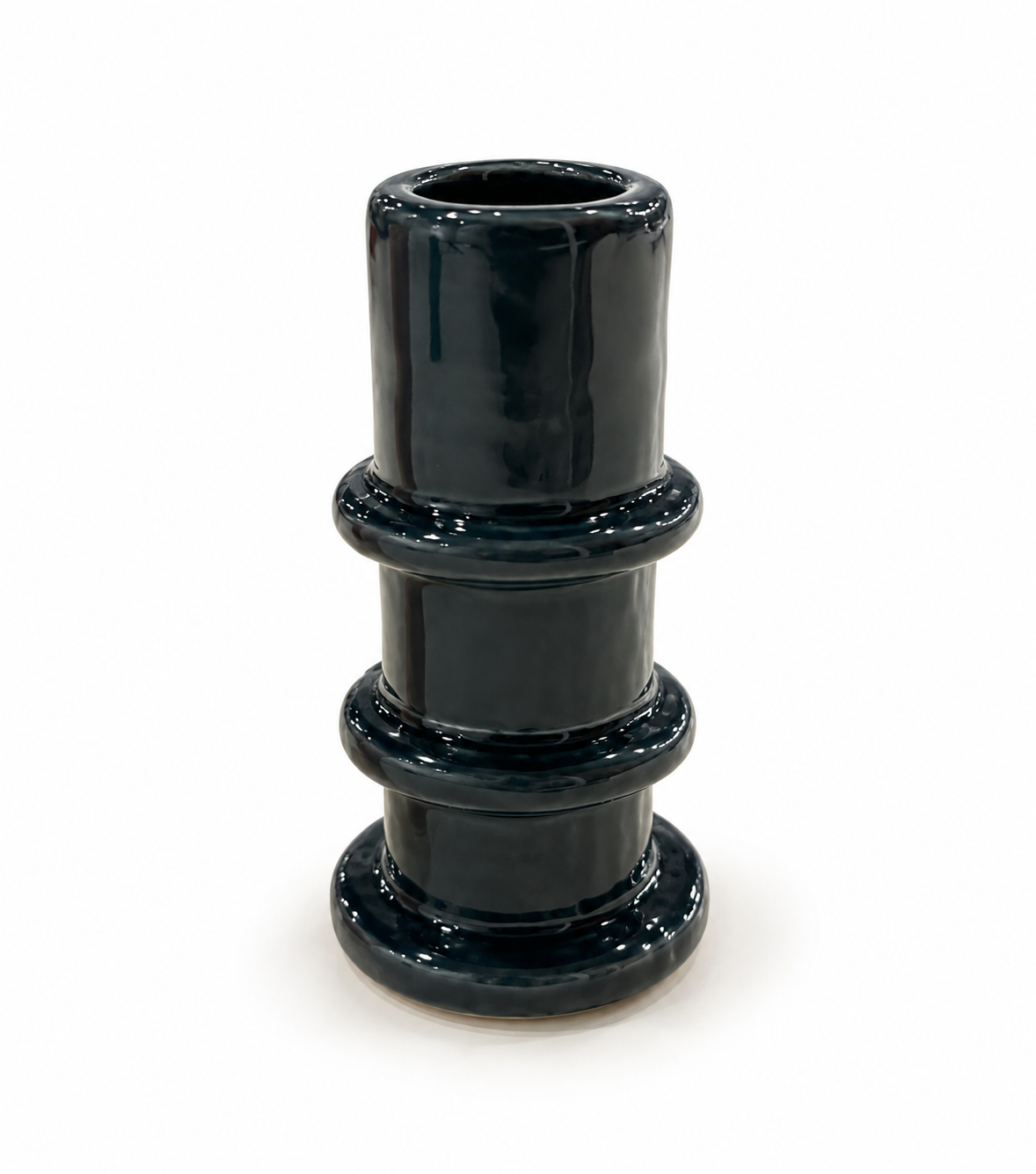 Glossy Charcoal Stacked-Ring Vase.png