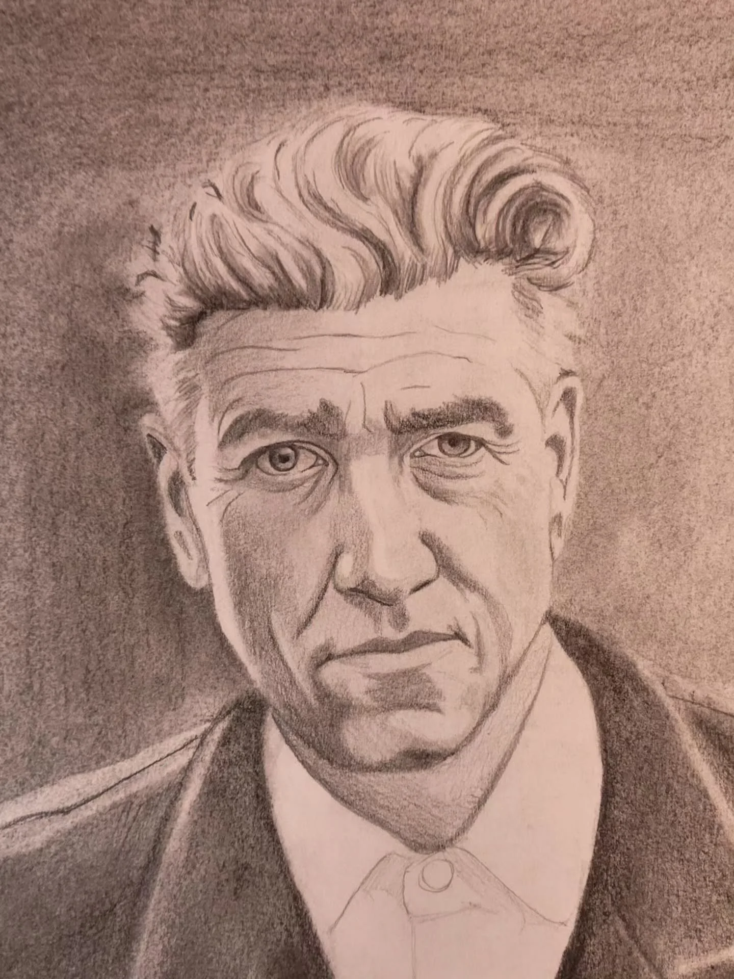 David Lynch. 1946-2025 
Pencil and charcoal portrait
Second Song by TV On The Radio