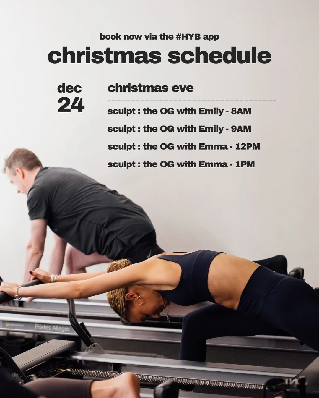 It&rsquo;s here! Our Christmas Schedule is up &amp; ready to book 💋
 Here&rsquo;s what&rsquo;s happening over the festive period at @sculptbelfast 👇🏽

Christmas Eve 🎄 : 
 8AM : The OG with Emily 9AM : The OG with Emily 12PM : The OG with Emma 1PM