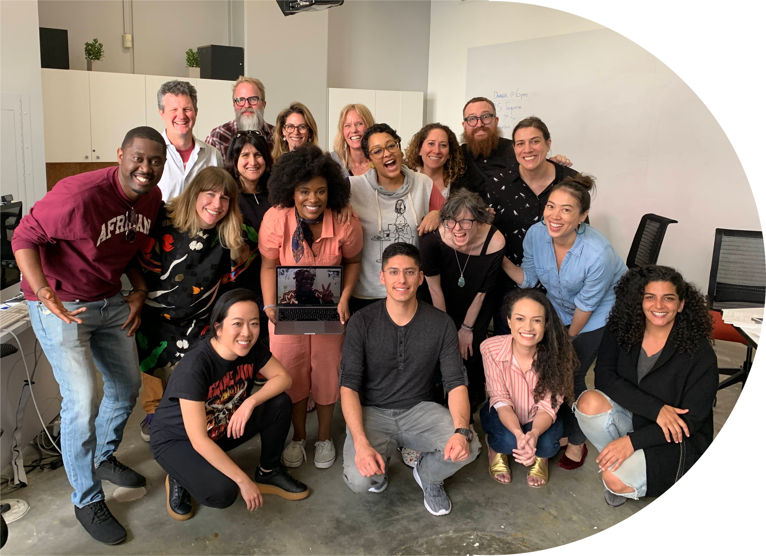 2019 civic media fellows pose with senior fellows and staff