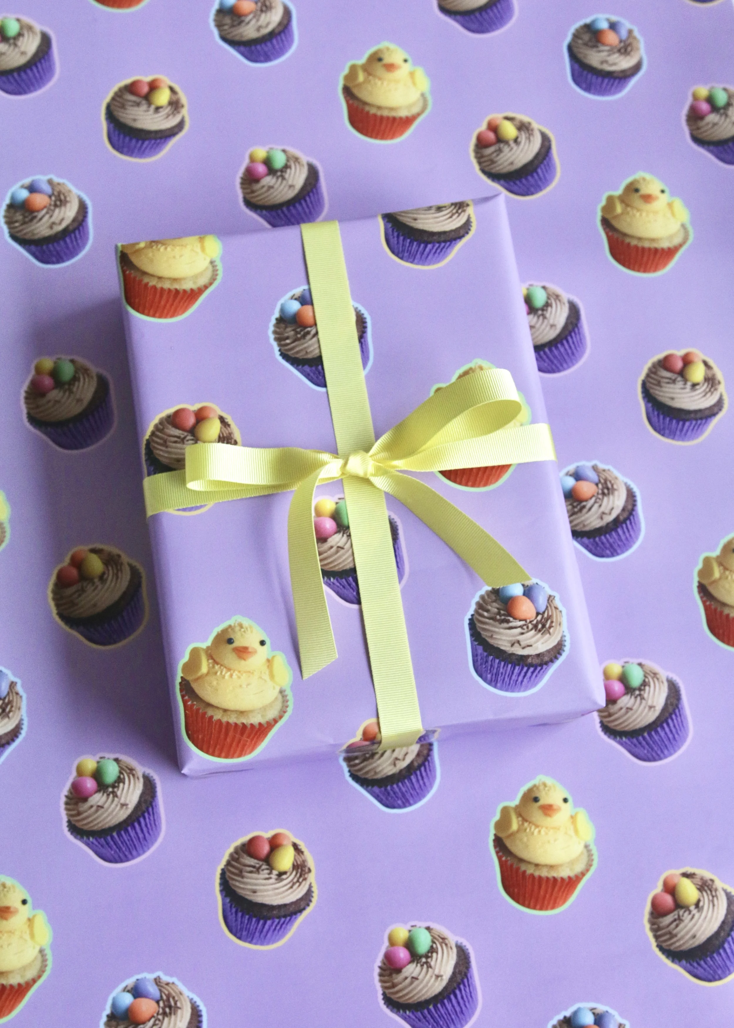 Easter Chick & Nests Cupcake Wrapping Paper at Angle.jpg