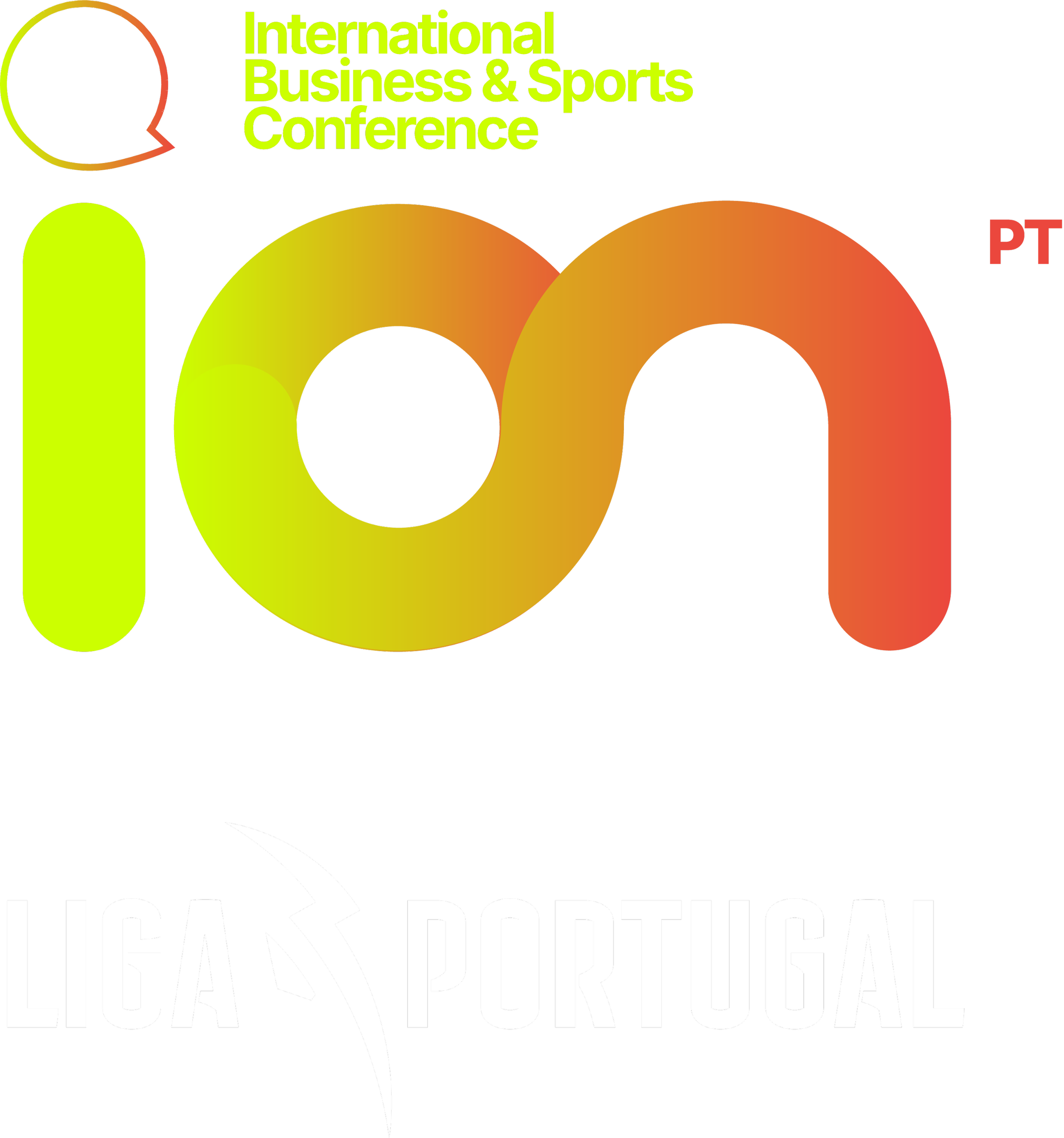 Colorful logo and text for the International Business & Sports Conference, featuring a stylized globe and bold, multicolored fonts.